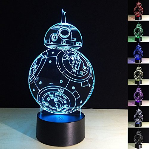 3D Illusion Night Light - 7 Color Changing LED Desk Lamp with Robot Design, Kids Room Decor, Sleep Aid & Home Decoration | Perfect Gift for Boys, Girls, Birthday & Christmas | Bedside, Nursery, Office Lighting