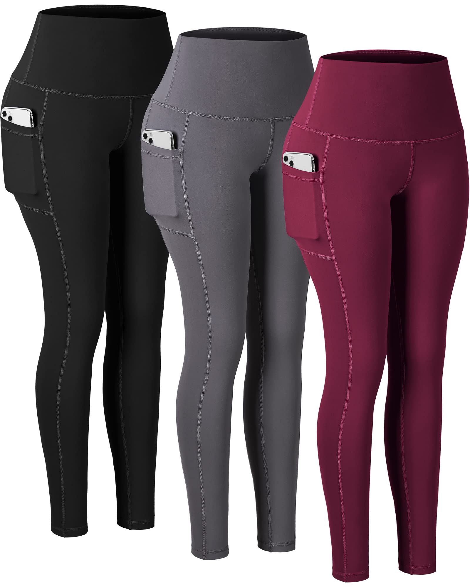 CHRLEISURE Women's High Waisted Yoga Pants with Pockets - Tummy Control Workout Leggings for Running, Gym & Lounge Wear