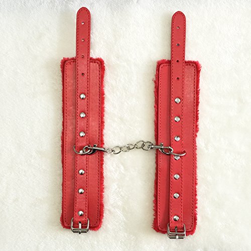 Adjustable Soft Handcuffs and Sleeping Mask Set - Comfortable Restraints for Couples (Red) - Perfect for Romantic Nights, Role Play, and BDSM Fun
