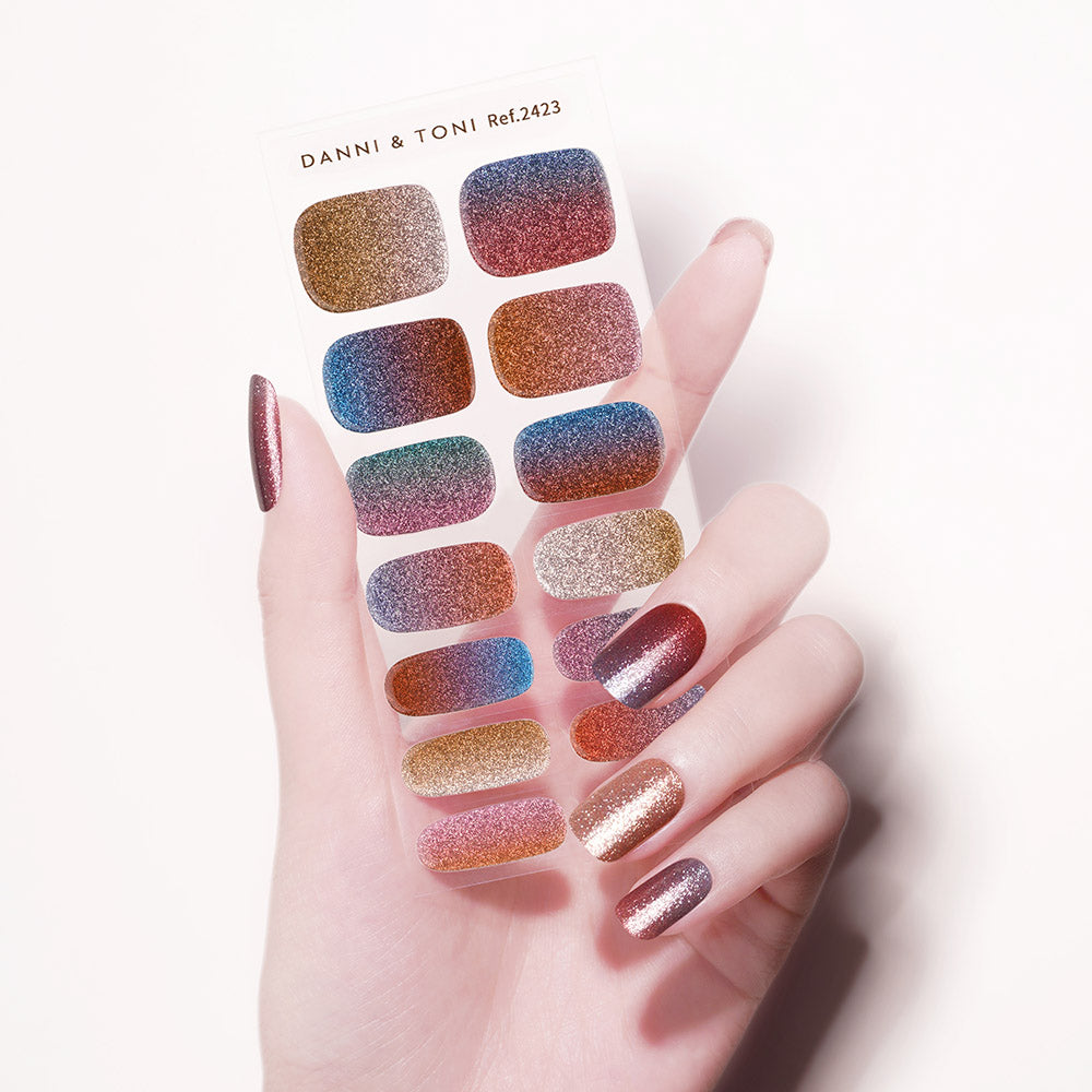 Twilight Shimmer Semi Cured Gel Nail Strips - Long Lasting DIY Nail Art Kit for Home Manicure | Perfect for Parties, Weddings & Special Occasions
