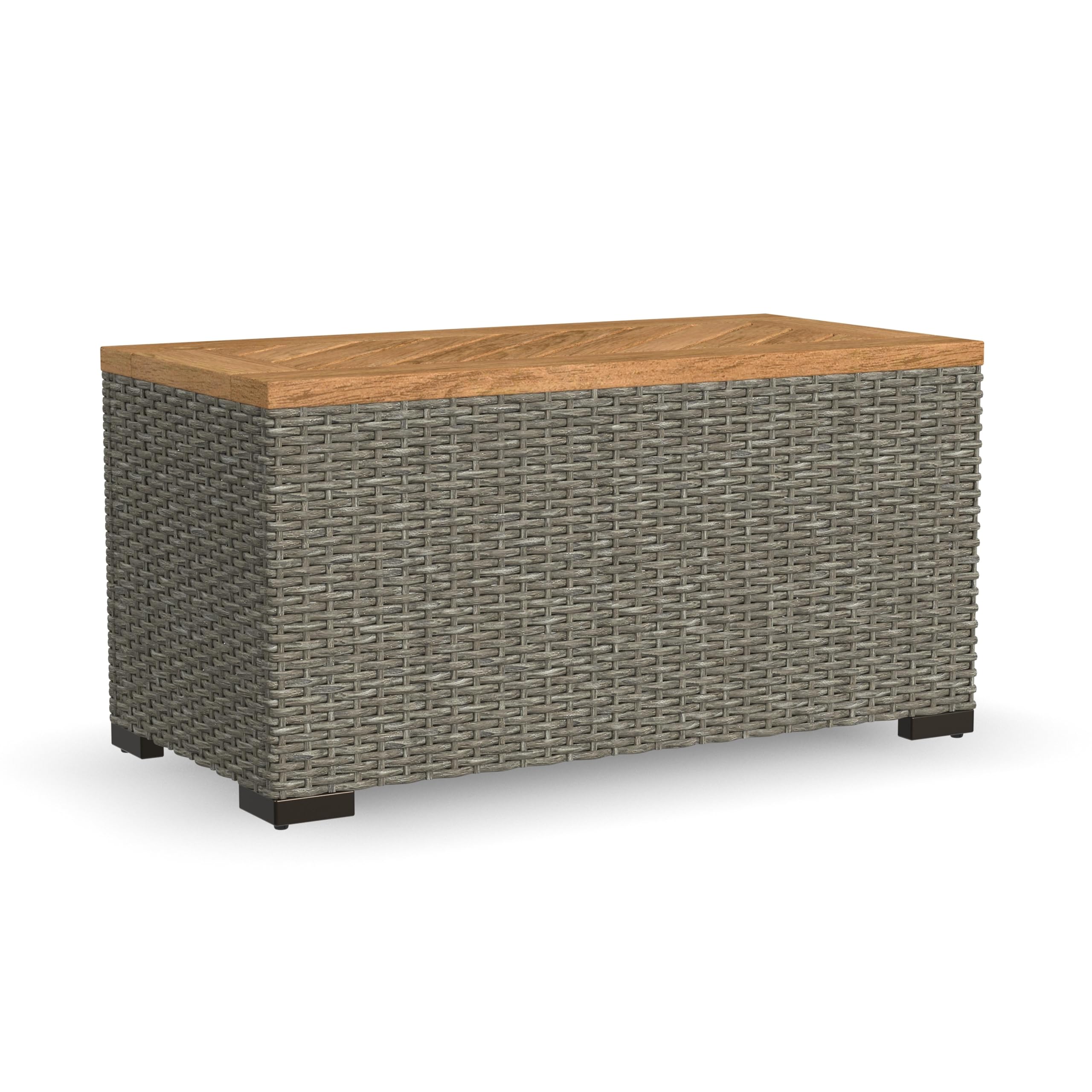 Homestyles Boca Raton Outdoor Storage Table - Waterproof Patio Coffee Table with Lockable Lid for Poolside, Garden & Deck Furniture (Brown)