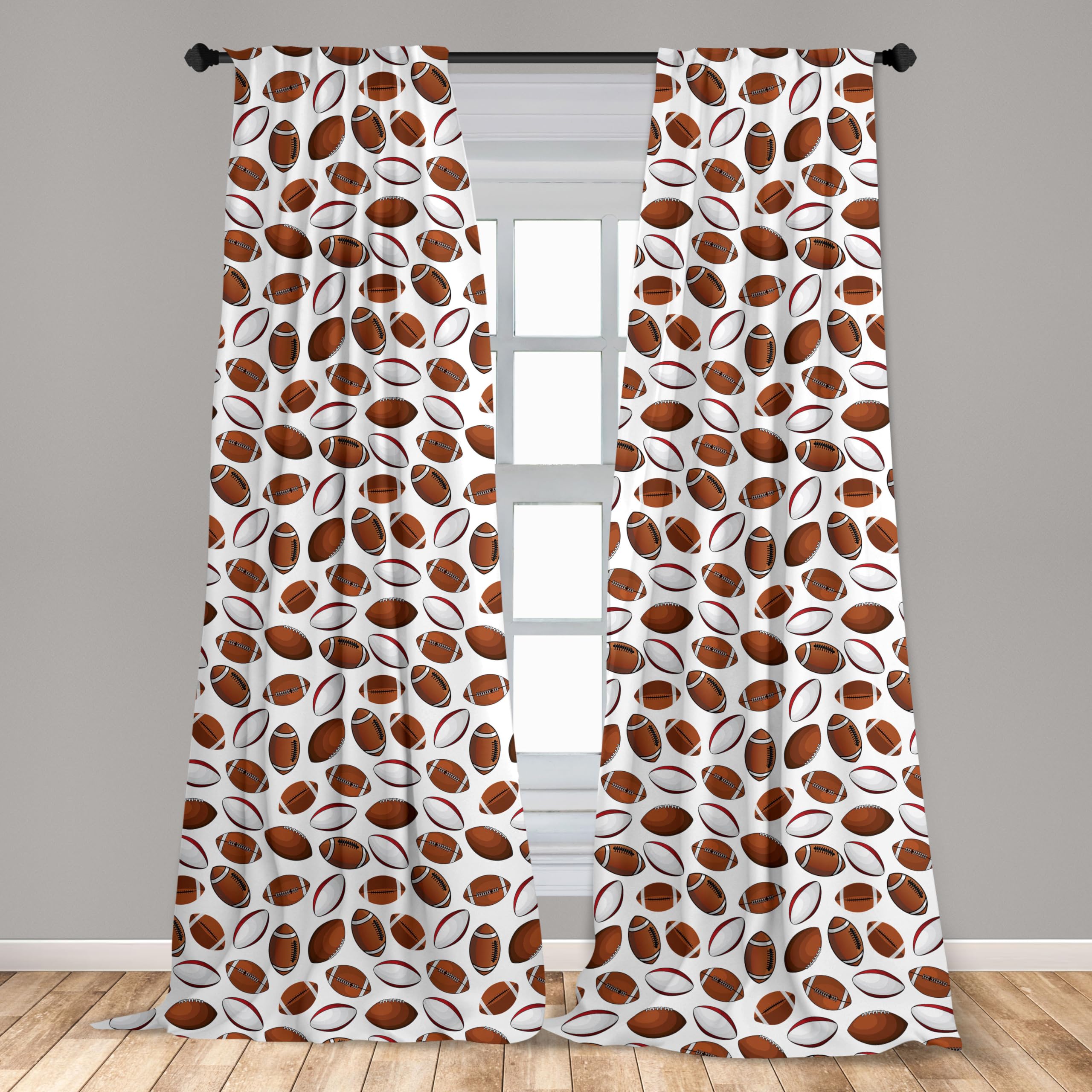 Ambesonne American Football Cartoon Style Curtains - 2 Panel Set, 28