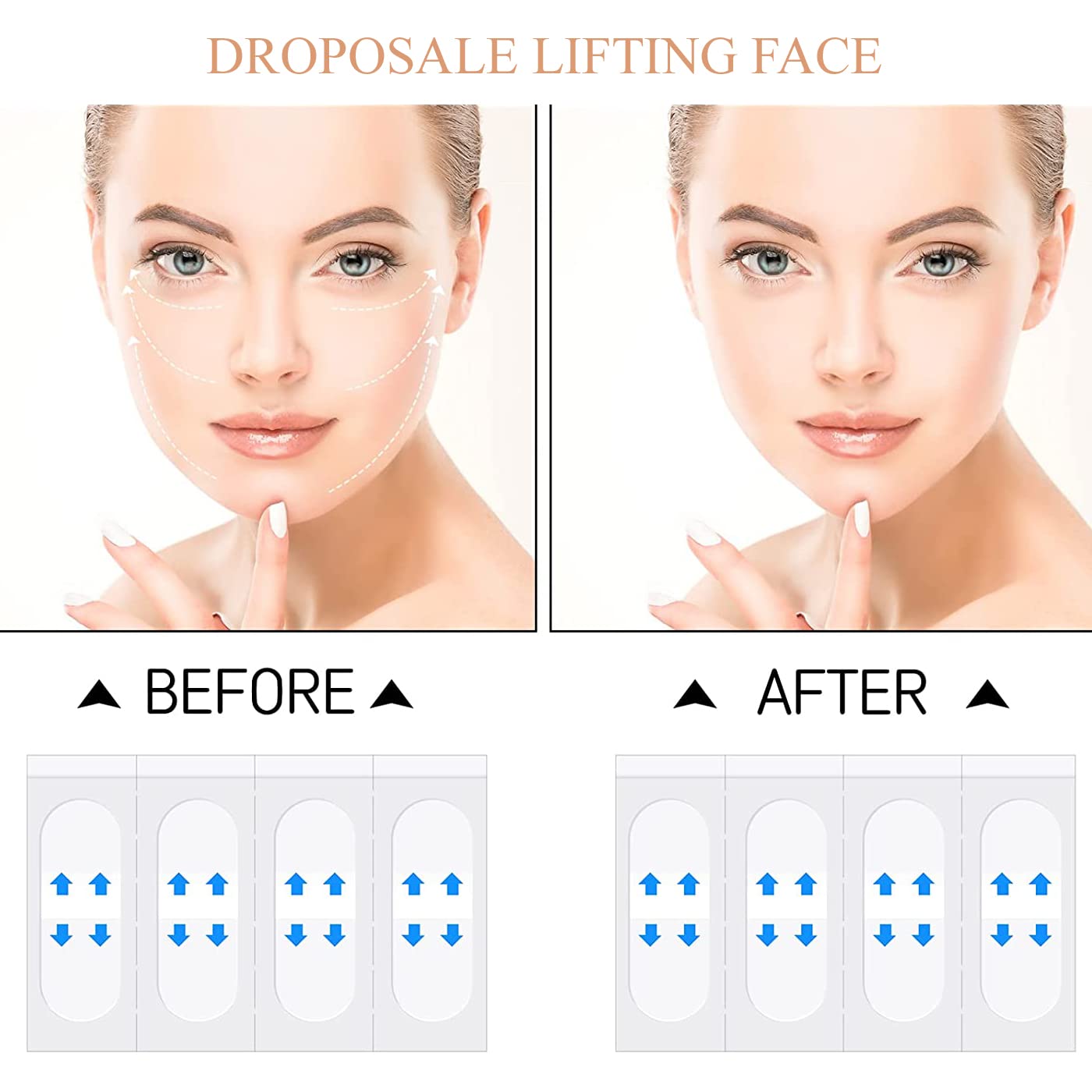 Silent Face Lift Tape - Invisible Facial Lifting Tape for Double Chin & Jowls | Instant Neck Tightening | Waterproof Makeup Stickers (40 Pcs) - Perfect for Weddings, Photos & Everyday Youthful Look