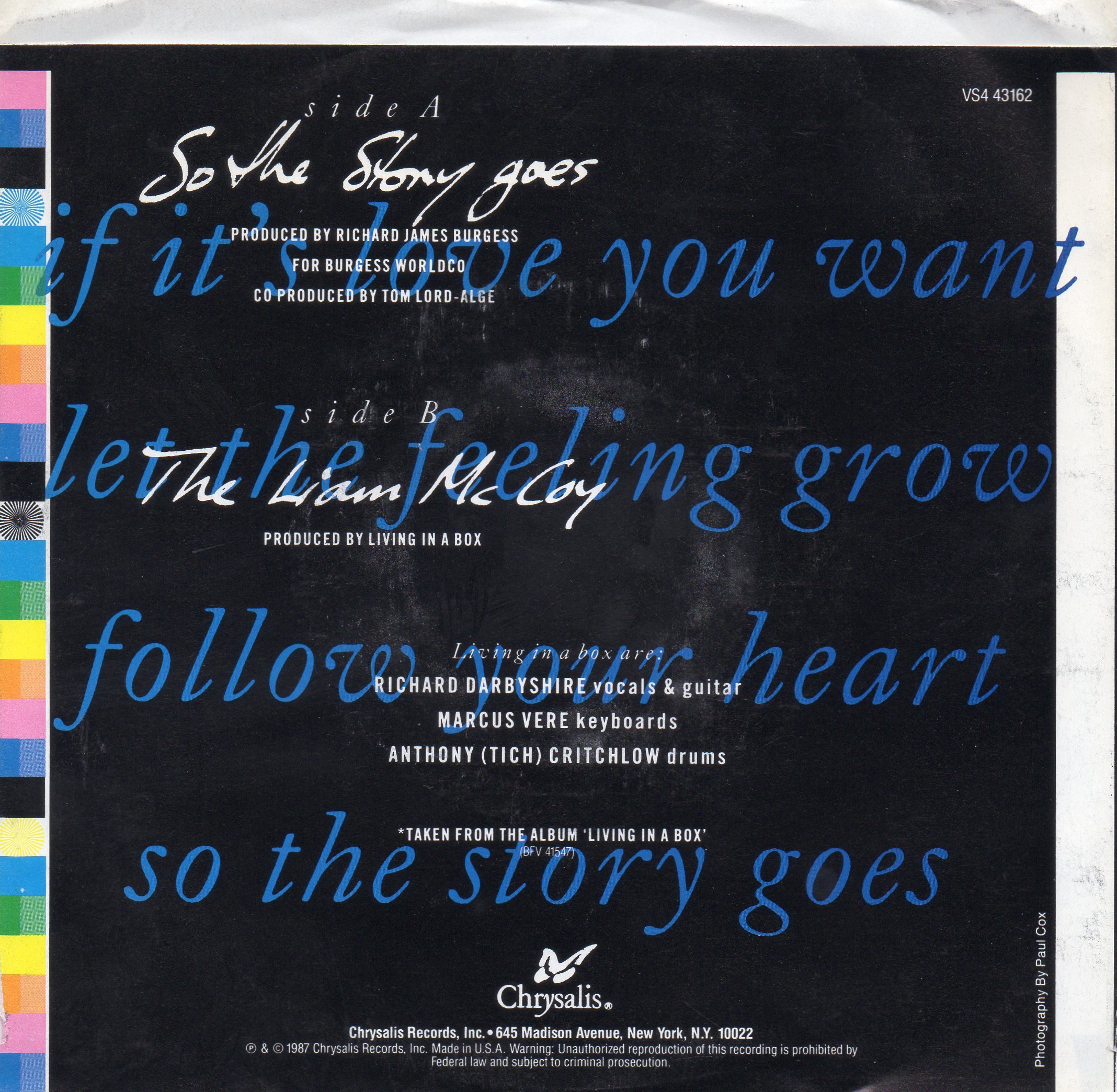 Living In A Box - So The Story Goes - 7-Inch Vinyl Single | 80s British Pop Music Collectible | Perfect for Record Collectors & Retro Music Lovers