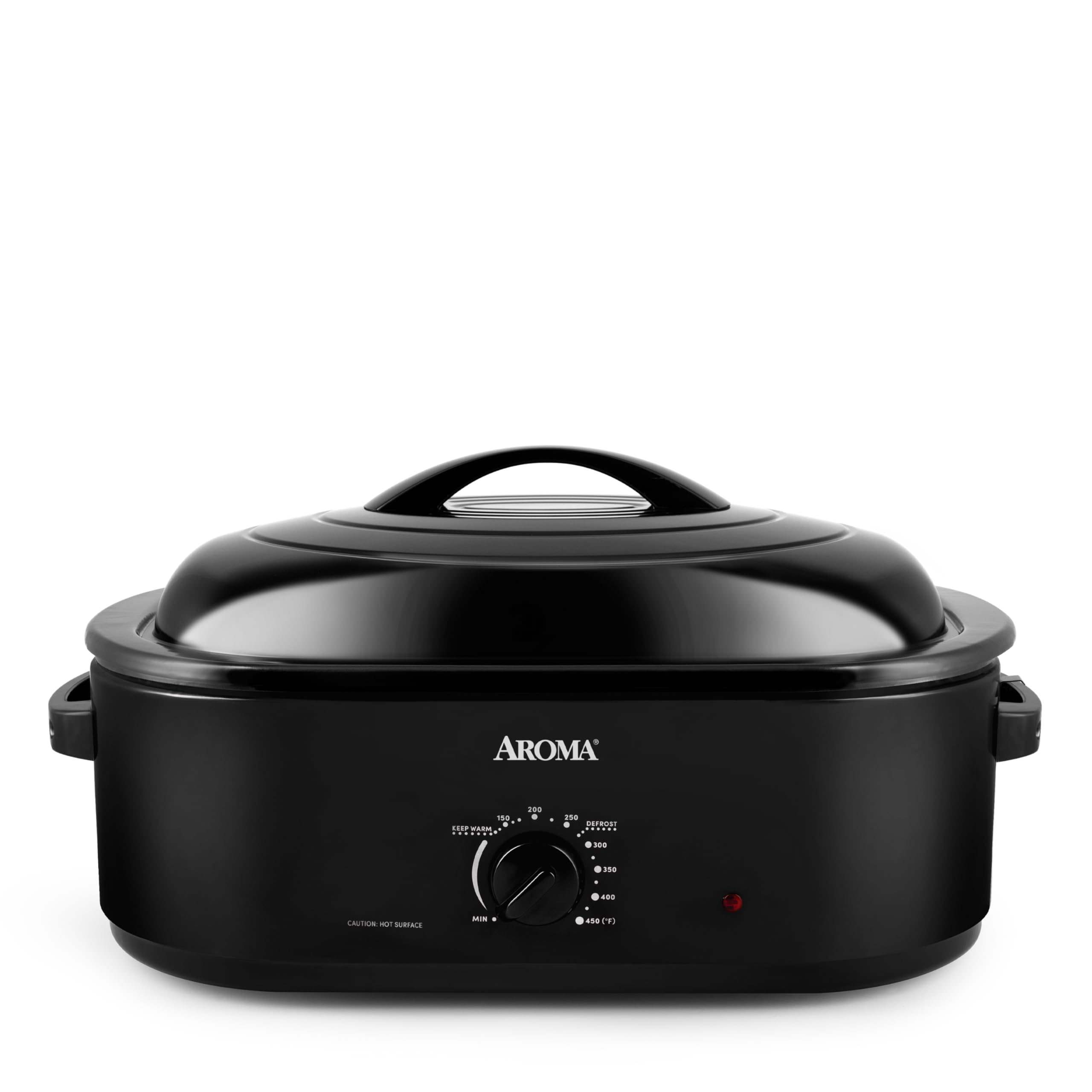 AROMA 18 Quart Roaster Oven with Self-Basting Lid - Large Capacity for 22 lb Turkey - Adjustable Temperature & Keep Warm Function - Black (ART-718B) - Perfect for Holiday Dinners, Family Gatherings & Catering Events