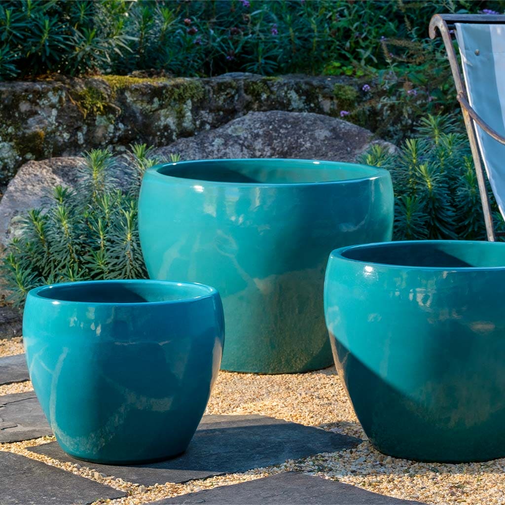 Campania International Agave Cabochon Planter Set of 3 - Modern Succulent Plant Pots for Home Decor, Office Desk, or Garden Display