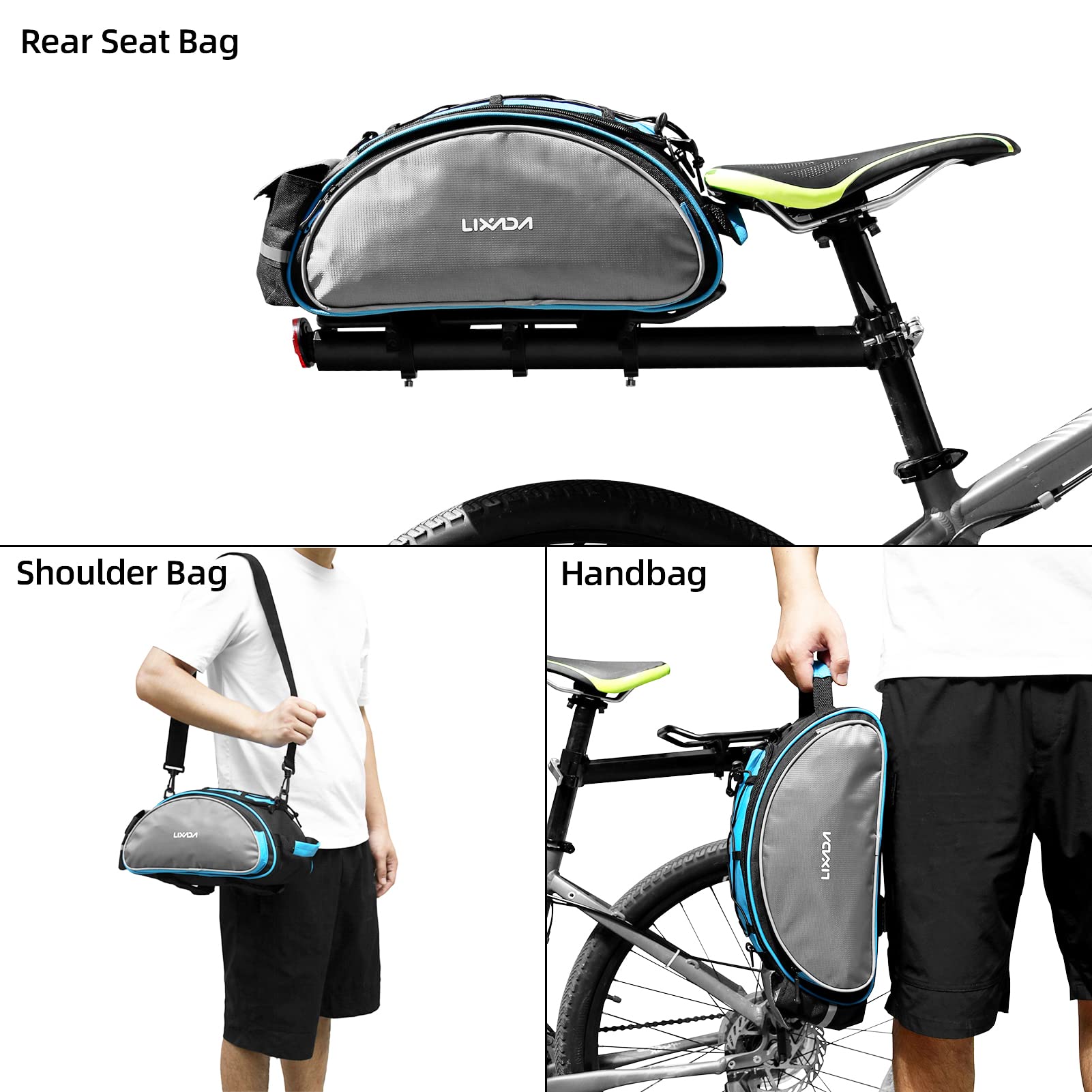 Lixada Waterproof Bicycle Pannier Bag - Bike Rear Seat Saddle Bag with Shoulder Strap for Mountain Cycling & Outdoor Adventures | Perfect for Commuting, Touring & Camping Gear Storage