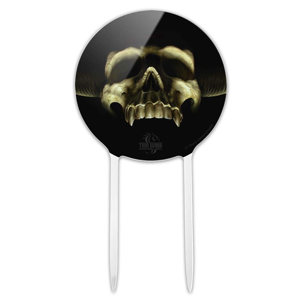 Acrylic Shadow Skull Monster Horns Cake Topper - Gothic Fantasy Party Decor for Weddings, Anniversaries, Birthdays & Graduations - Perfect for Halloween, Cosplay, and Themed Celebrations