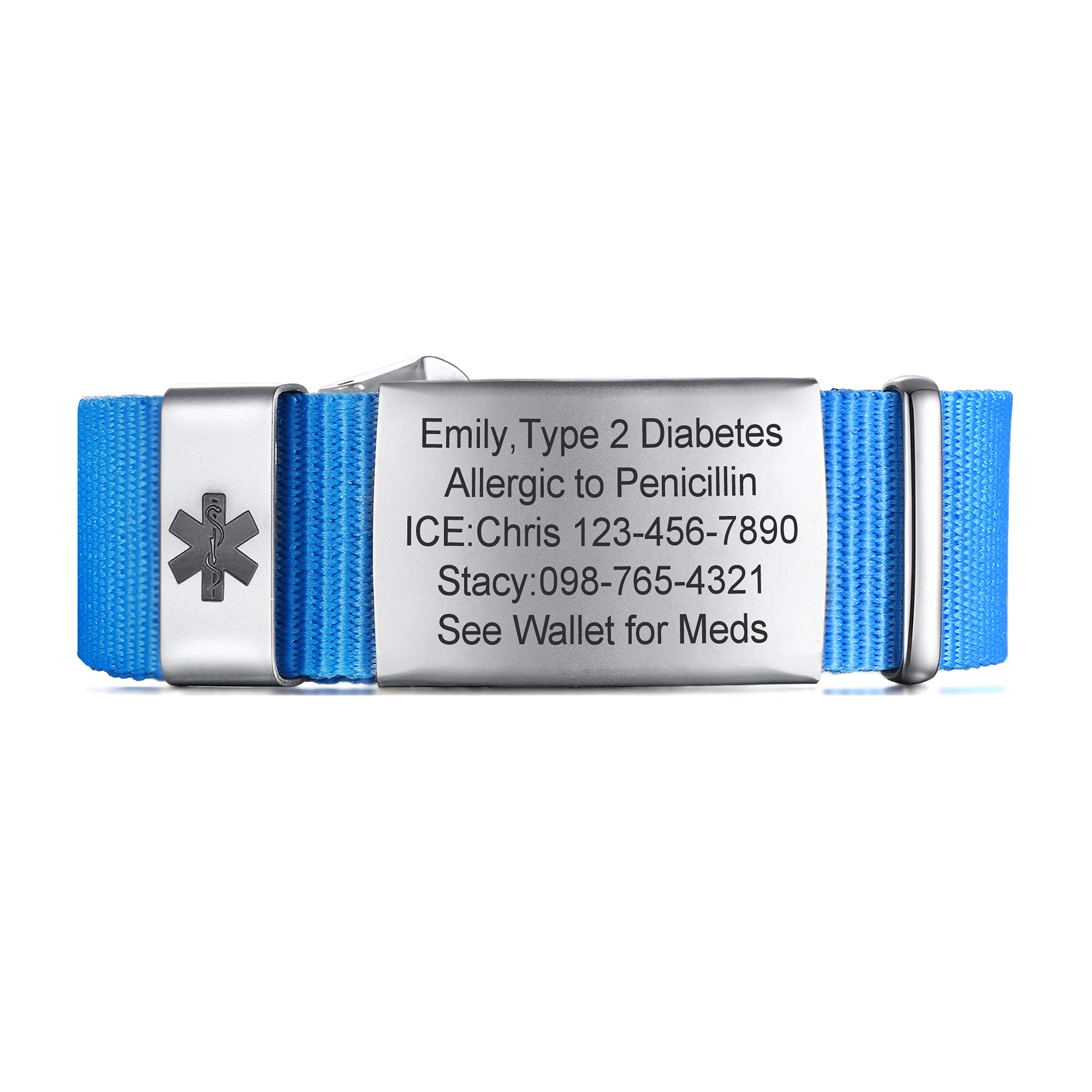 VNOX Custom Medical Alert Bracelet for Men & Women - Sporty Medical ID Bracelet for Emergency Health Conditions - Perfect for Running, Hiking & Daily Wear