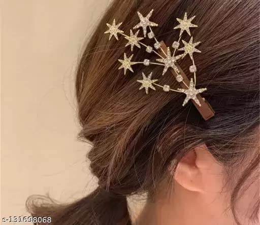 Sparkling Rhinestone Star Hair Clips for Women & Girls - Elegant Hair Accessories by Nandana Collections | Perfect for Parties, Weddings & Special Occasions