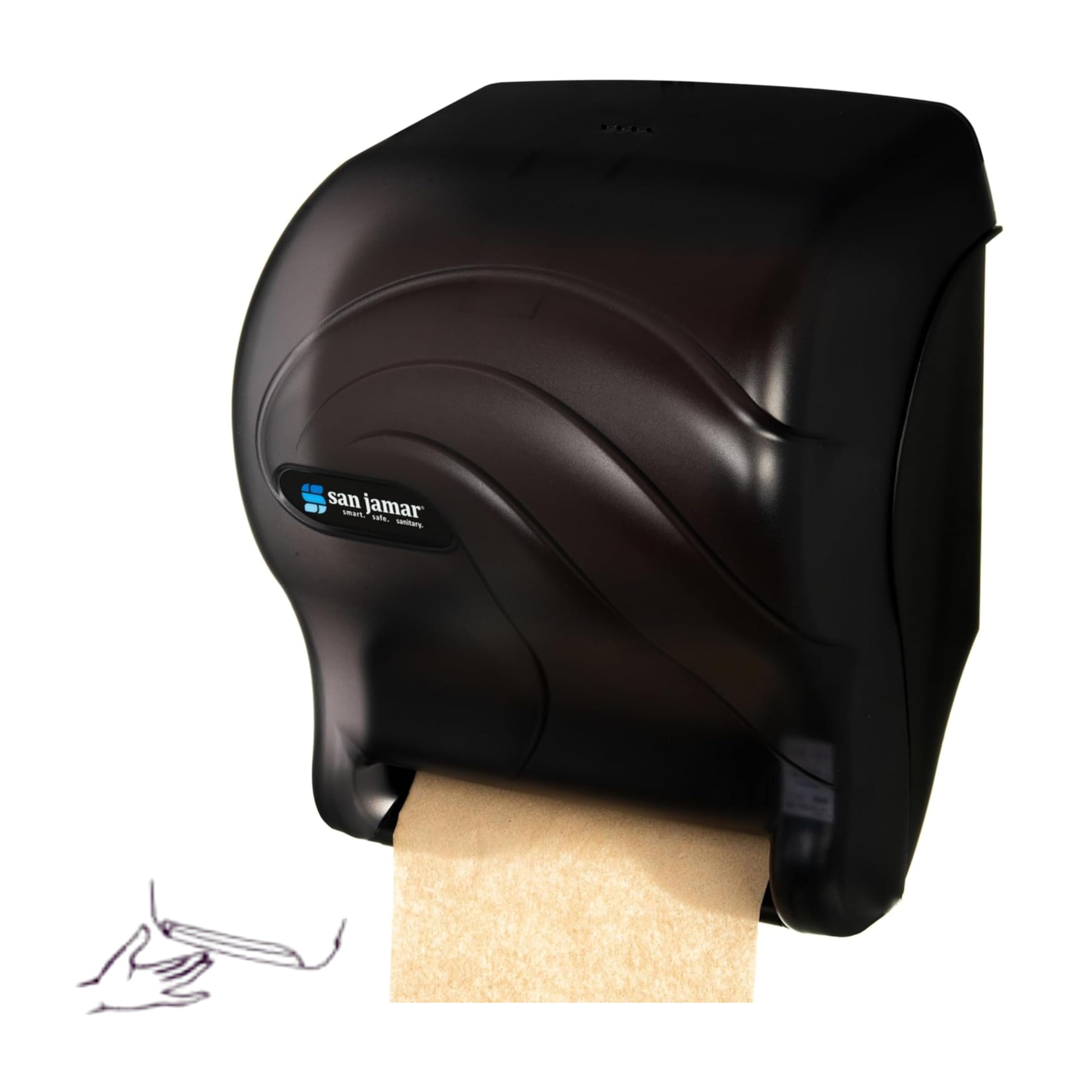 San Jamar T8090TBK Tear-N-Dry Essence Oceans Hands-Free Paper Towel Dispenser - Black Pearl | Commercial & Home Kitchen Use | Hygienic Touchless Solution for Restaurants, Offices & Bathrooms