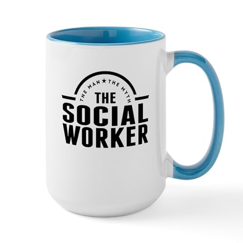 White/Blue Inside - The Man The Myth The Social Worker Mugs