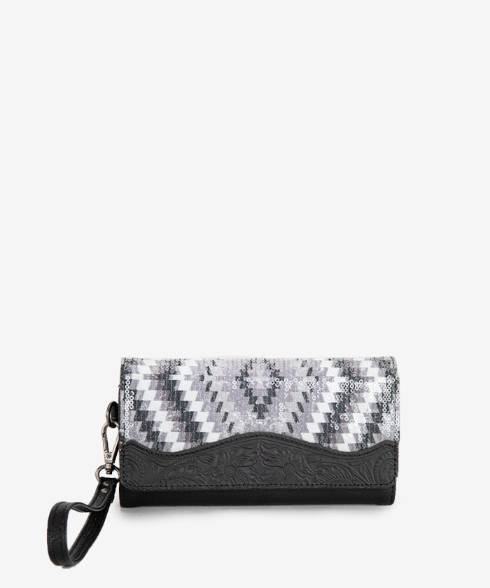 Montana West Sequined Aztec Wristlet Clutch Purse for Women | Stylish Crossbody Bag for Parties, Weddings & Evening Events