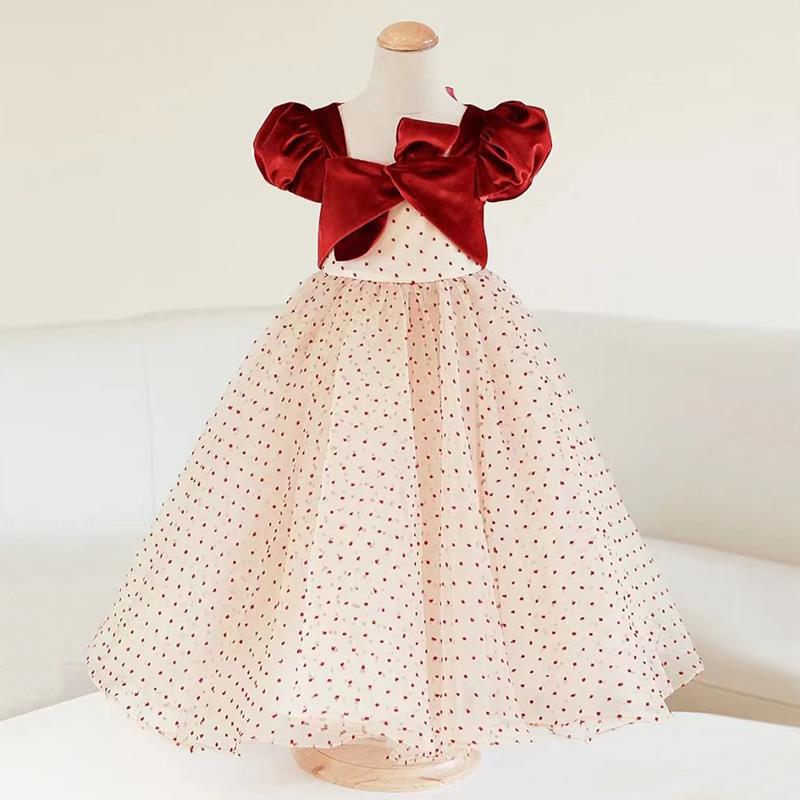 Baby Girl Puff Sleeves Princess Dress - Elegant Floral Lace Party Gown for Toddlers & Infants | Perfect for Birthday, Photo Shoots & Special Occasions