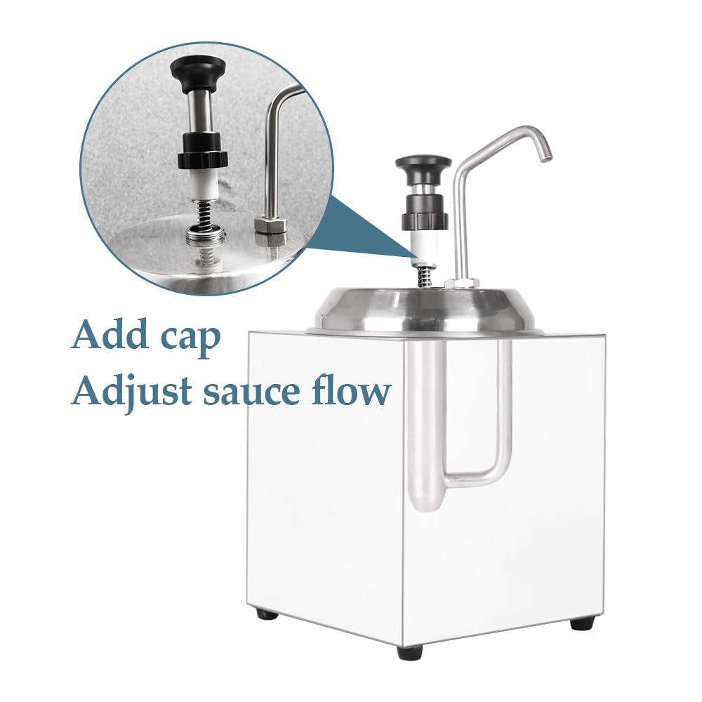 Commercial Hot Fudge Warmer & Nacho Cheese Sauce Warmer with Pump Dispenser - 650W Stainless Steel Cheese Warmer for Restaurants, Snack Bars, Cupcake Shops - Perfect for Movie Theaters, Ice Cream Parlors, and Catering Events