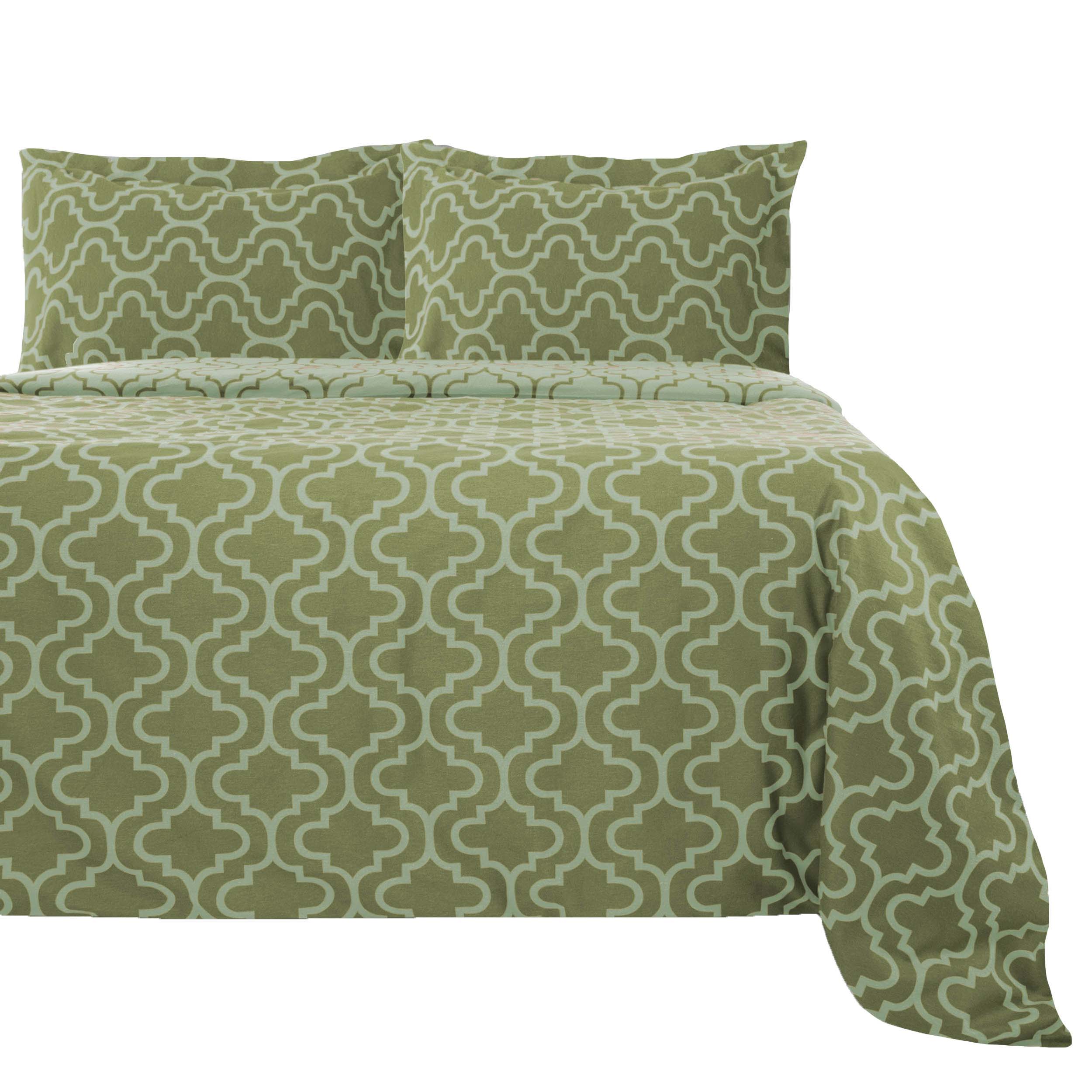 Premium Cotton Flannel Trellis Duvet Cover Set - Soft & Cozy Queen/King Size Bedding - Perfect for Winter Warmth & Farmhouse Bedroom Decor