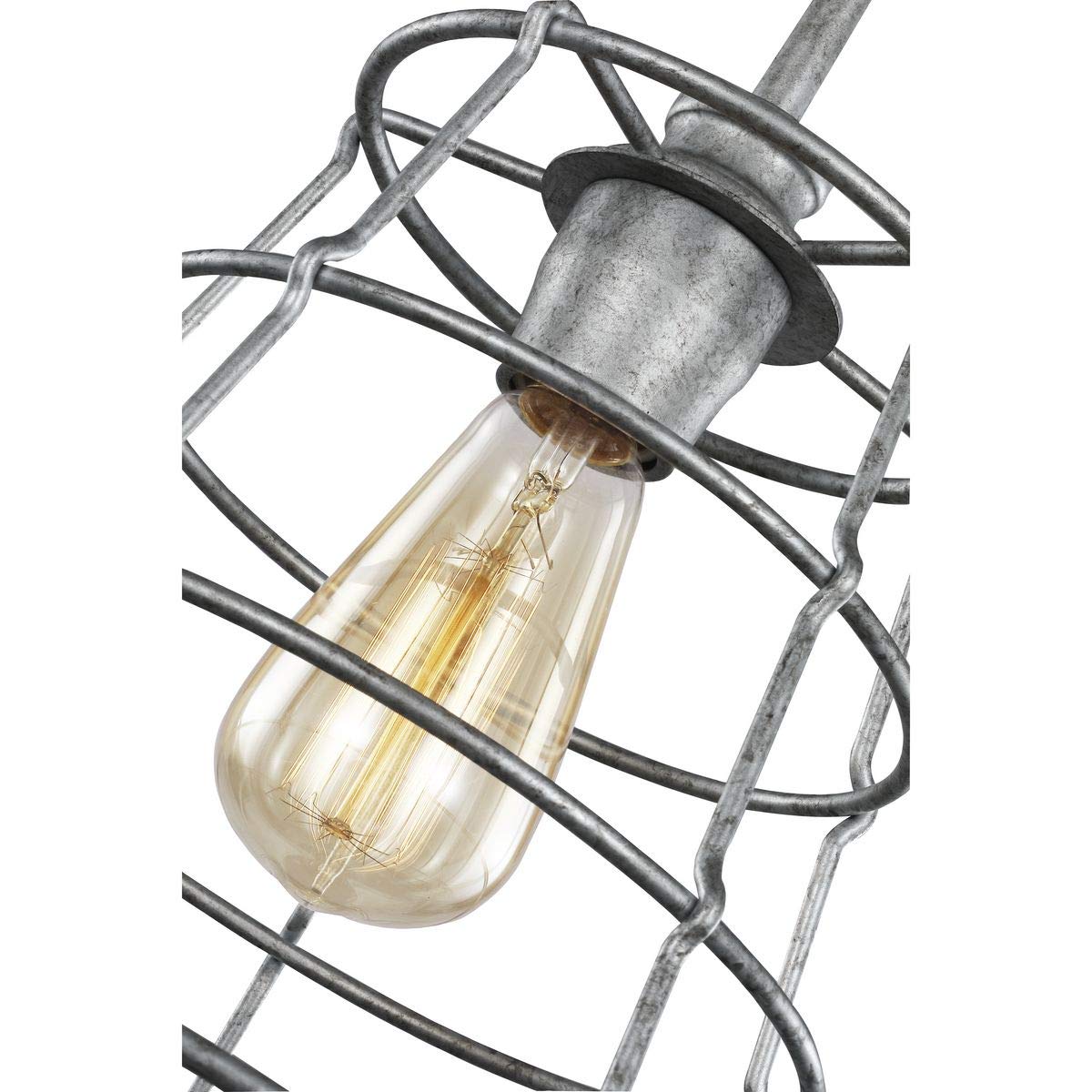 Progress Lighting Chambers Collection 1-Light Farmhouse Pendant Light in Galvanized Metal - Perfect for Kitchen Island, Dining Room, or Entryway Lighting