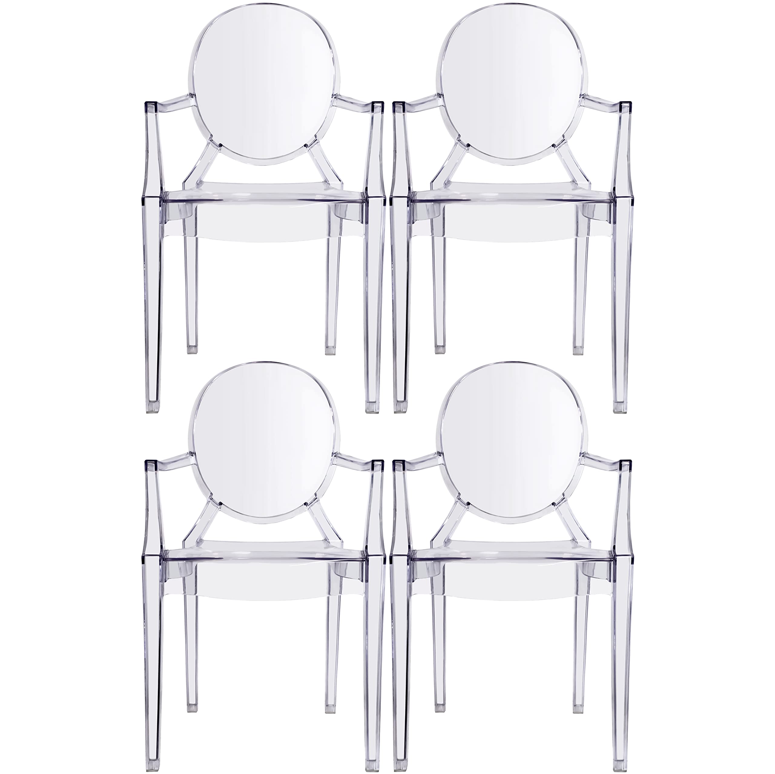 Ghost Arm Chair (4, Clear) - 现代透明幽灵椅，适合客厅、餐厅、办公室等简约风格空间
