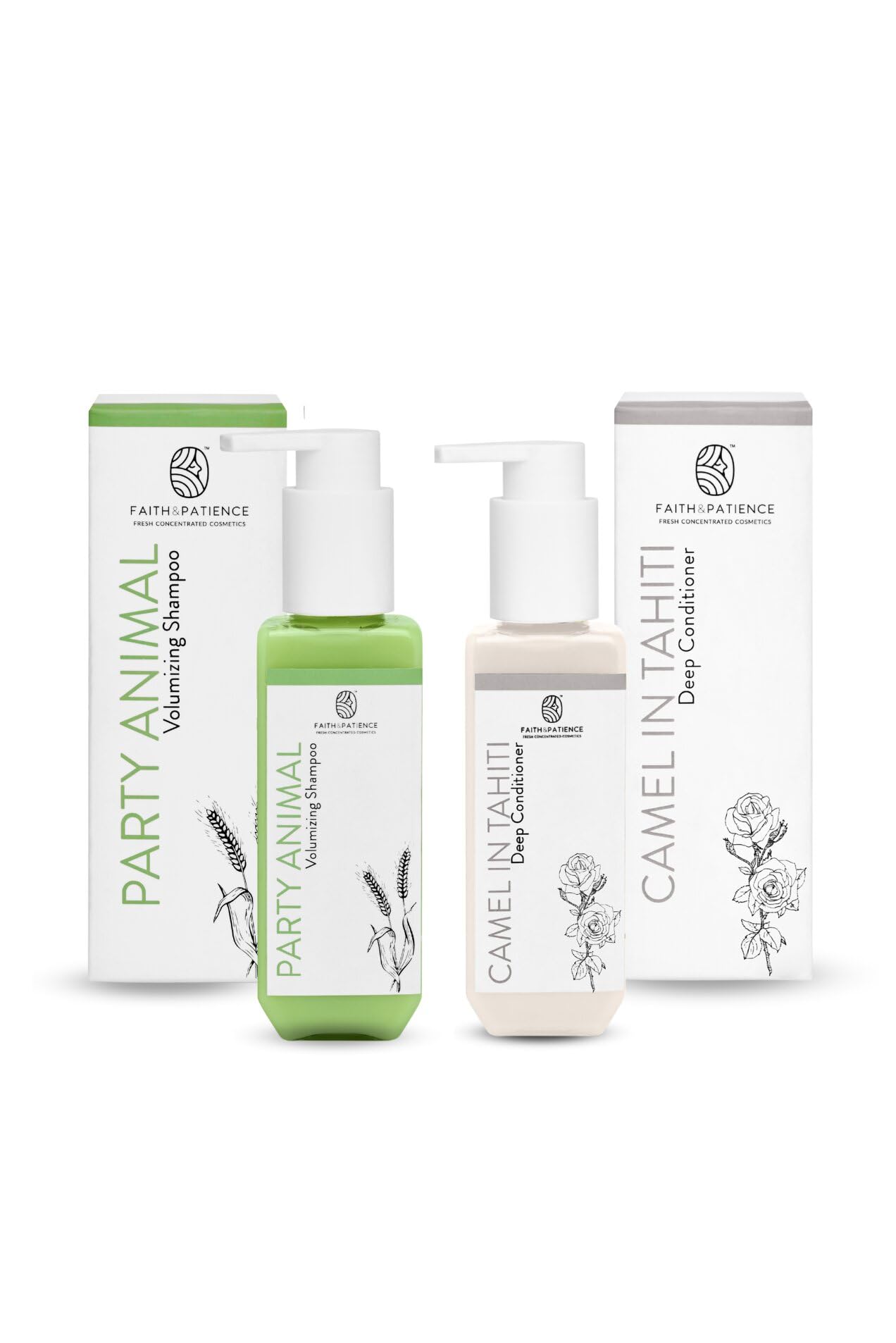 Faith & Patience Party Animal Volumizing Shampoo with Camel Milk Conditioner - 2 Pack (200ml Each) for Thicker, Fuller Hair - Perfect for Daily Use & Special Occasions