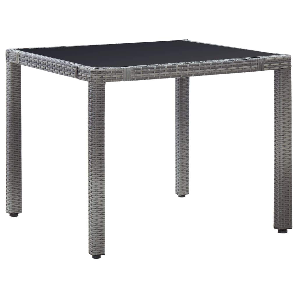 5-Piece Outdoor Dining Set with Large Glass Table & Poly Rattan Chairs - Patio Furniture with Armrests & Cushions for Backyard, Garden, Poolside Dining & Entertaining
