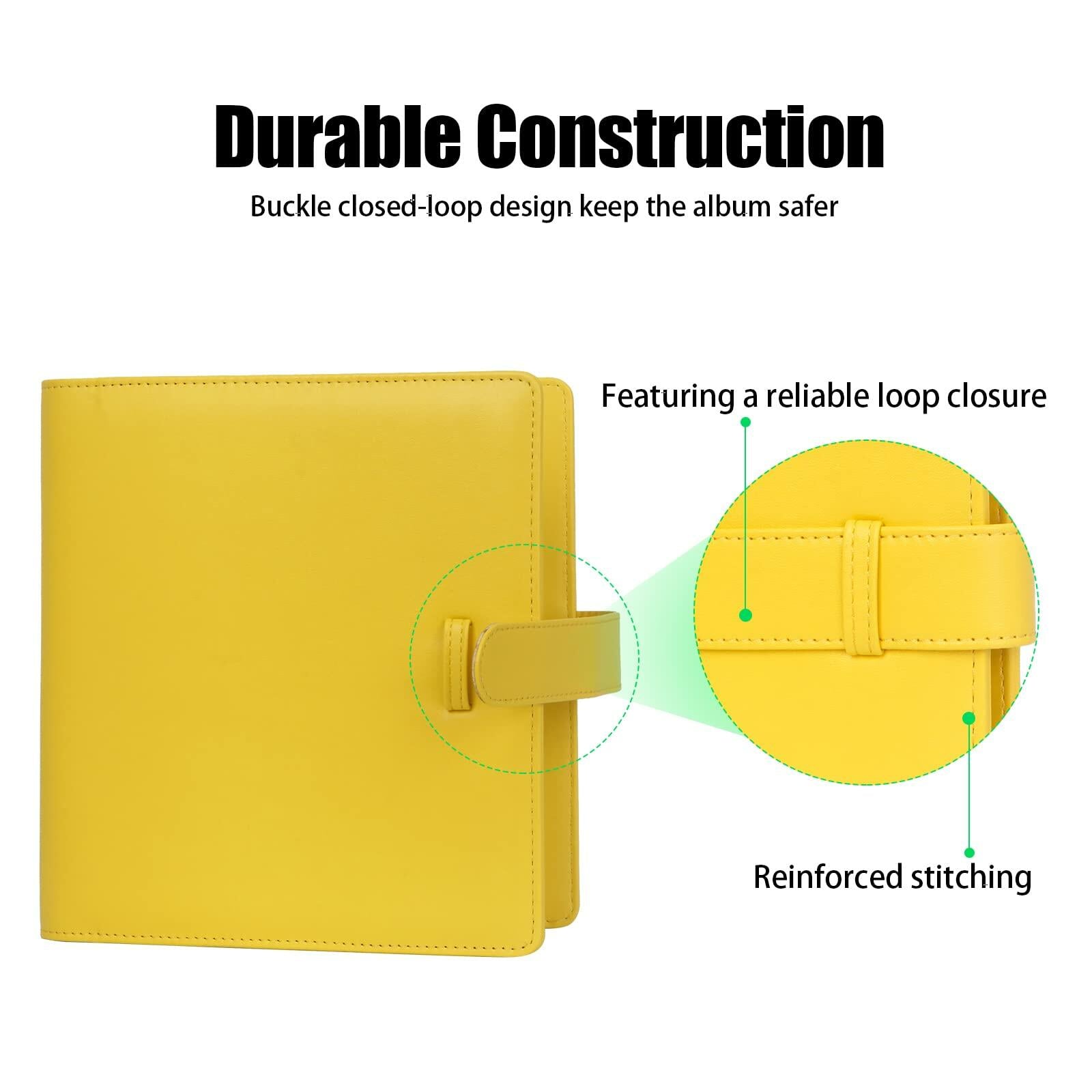 256 Pockets Photo Album for Fujifilm Instax Mini & Polaroid 2x3 Photos - Yellow Scrapbook for Instant Camera Prints | Perfect for Travel Memories, Wedding Keepsakes & DIY Projects