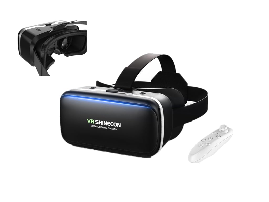 Best VR Headset for iPhone & Android Phones 4.7-6.5 Inch - Universal Virtual Reality Goggles with Controller for Kids & Adults - Portable 3D Glasses for Movies, TV Shows & Video Gaming - Perfect for Home Entertainment & Immersive Experiences