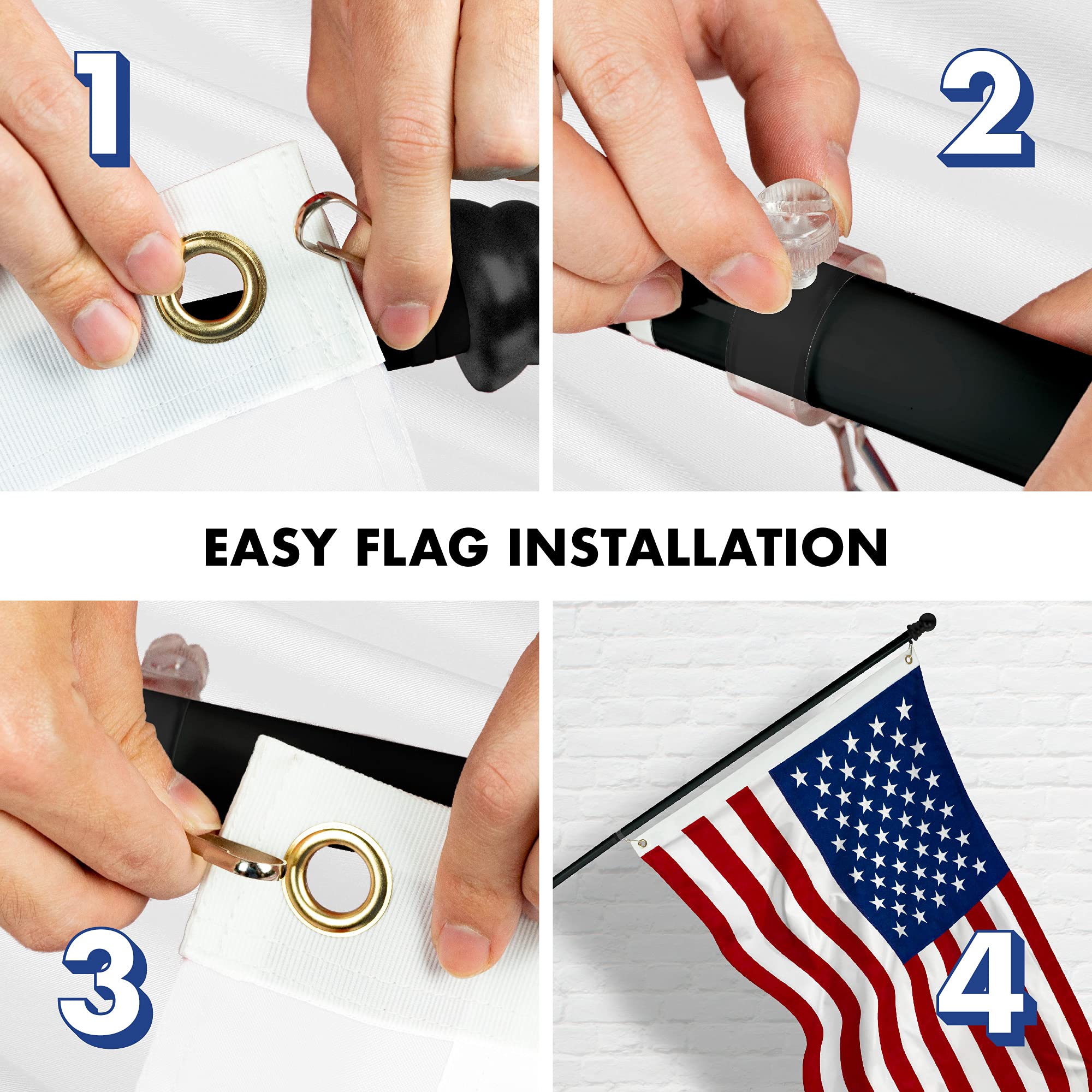 5FT Spinning Flagpole with 2x3FT American Flag - Heavy Duty Aluminum Pole, Brass Grommets & Durable Polyester Fabric for Outdoor Use - Perfect for Homes, Gardens, and Patriotic Events