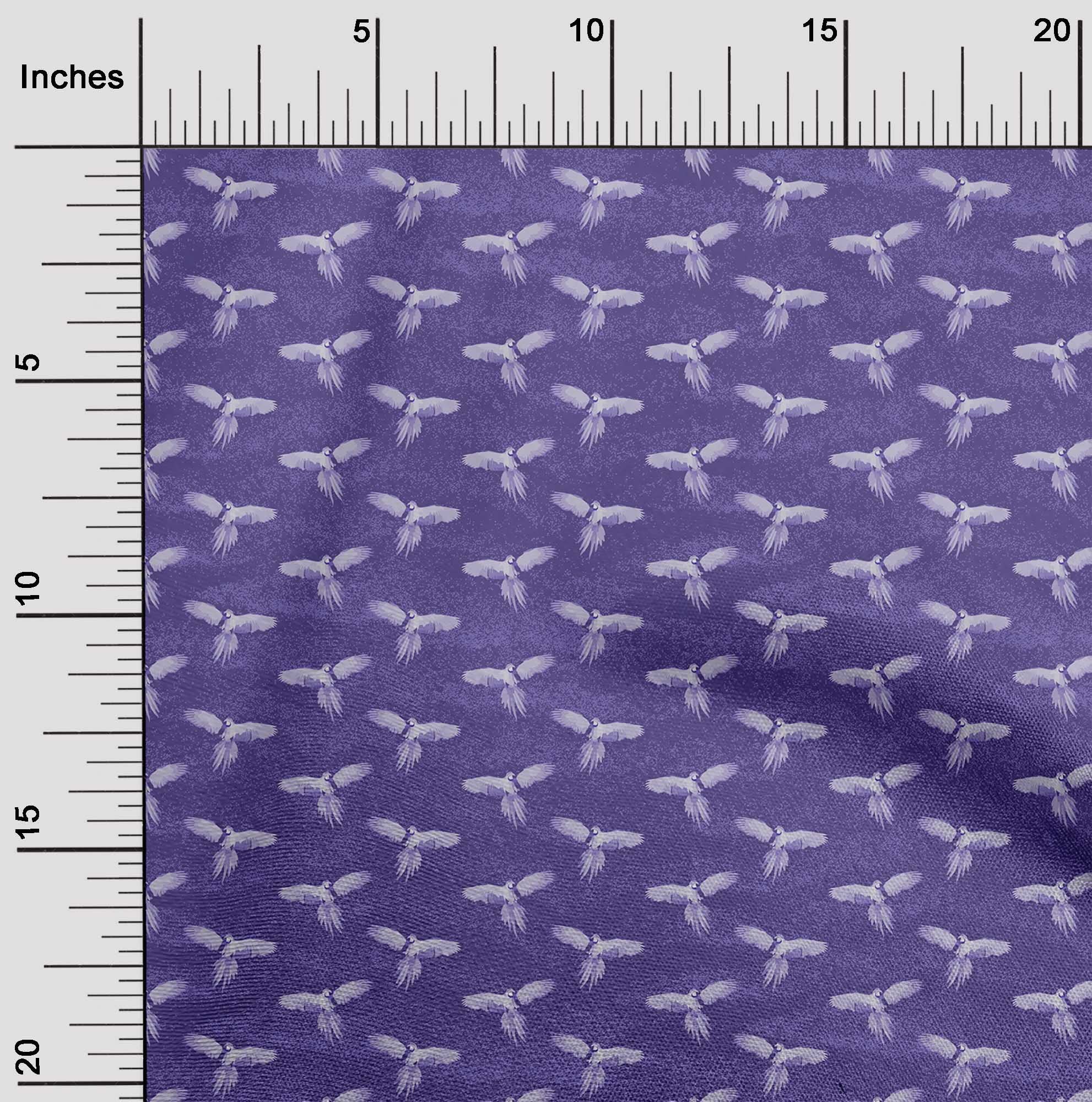 oneOone Georgette Viscose Fabric - Medium Blue Parrot Print - 42 Inch Wide - DIY Sewing Supplies for Clothing & Home Decor | Perfect for Dresses, Scarves, and Craft Projects