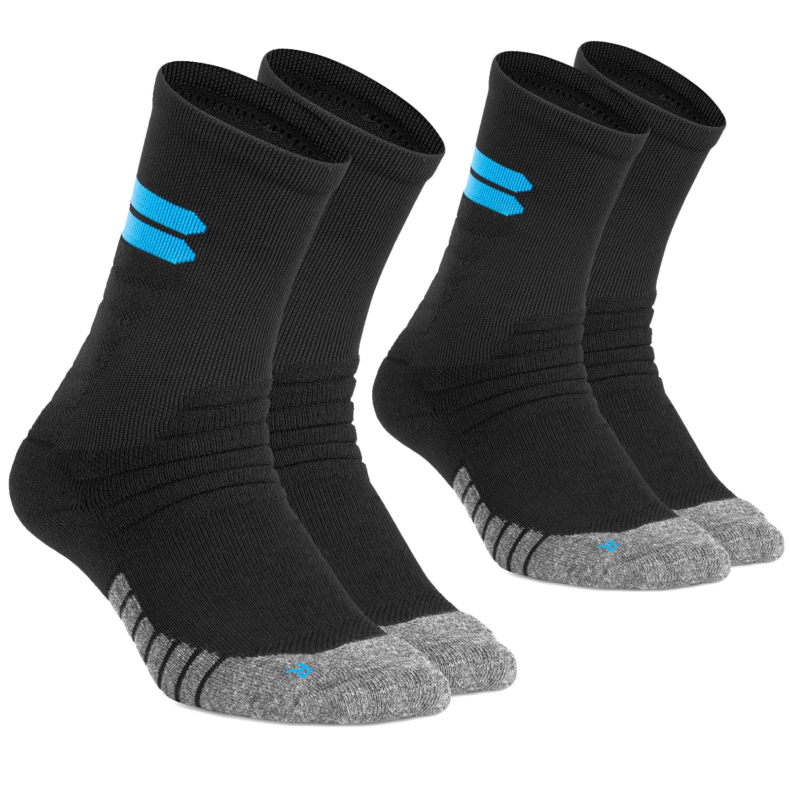 AKASO Crew Running Socks for Men & Women - 2 Pairs Moisture Wicking Coolmax Athletic Socks with Cushion Support for Running, Hiking & Workout - Breathable & Comfortable Quarter Socks for Sports & Daily Wear