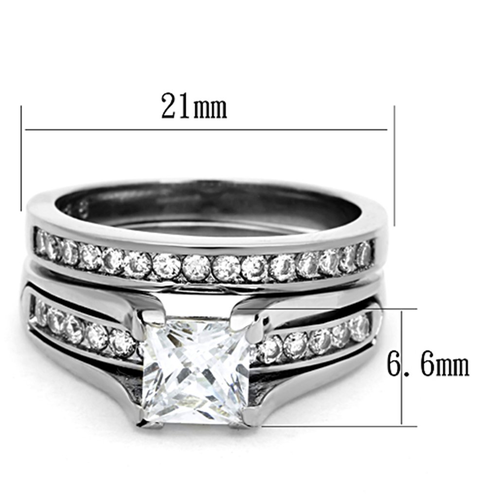 His & Her Silver Stainless Steel Wedding Rings Set - Titanium Bands for Couples