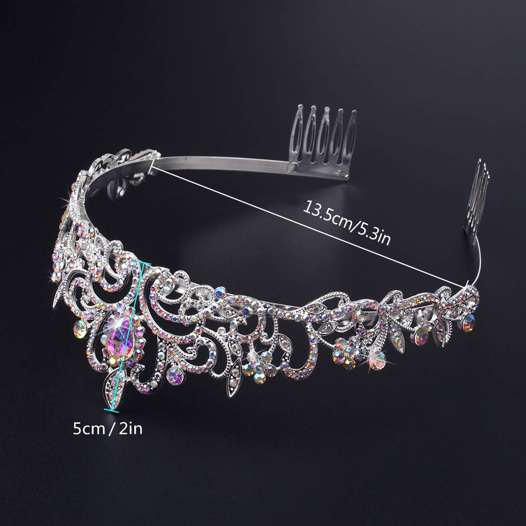 COCIDE Silver Tiara Crown - Crystal Rhinestone Princess Headband with Combs for Brides, Weddings, Prom & Cosplay | Elegant Hair Accessory for Women & Girls