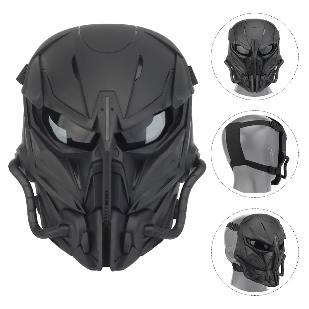 VOSAREA Black Electronic Helmet Cosplay Mask - Half Face Cover for Halloween Costume, Masquerade Party, Paintball & Outdoor Decor | Durable & Lightweight for Cosplay, Halloween Decorations & Themed Events