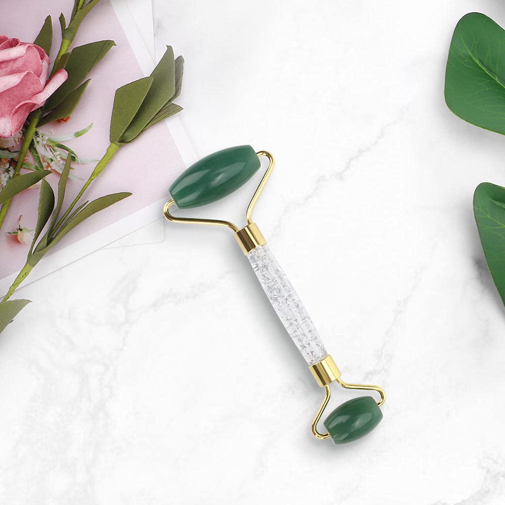 Natural Jade Gua Sha Stone & Face Roller Set - Pink, White, Green Massage Tools for Face & Body Care, Skin Rejuvenation, Slimming - Perfect for Home Spa, Self-Care Routine & Beauty Therapy (White Box)