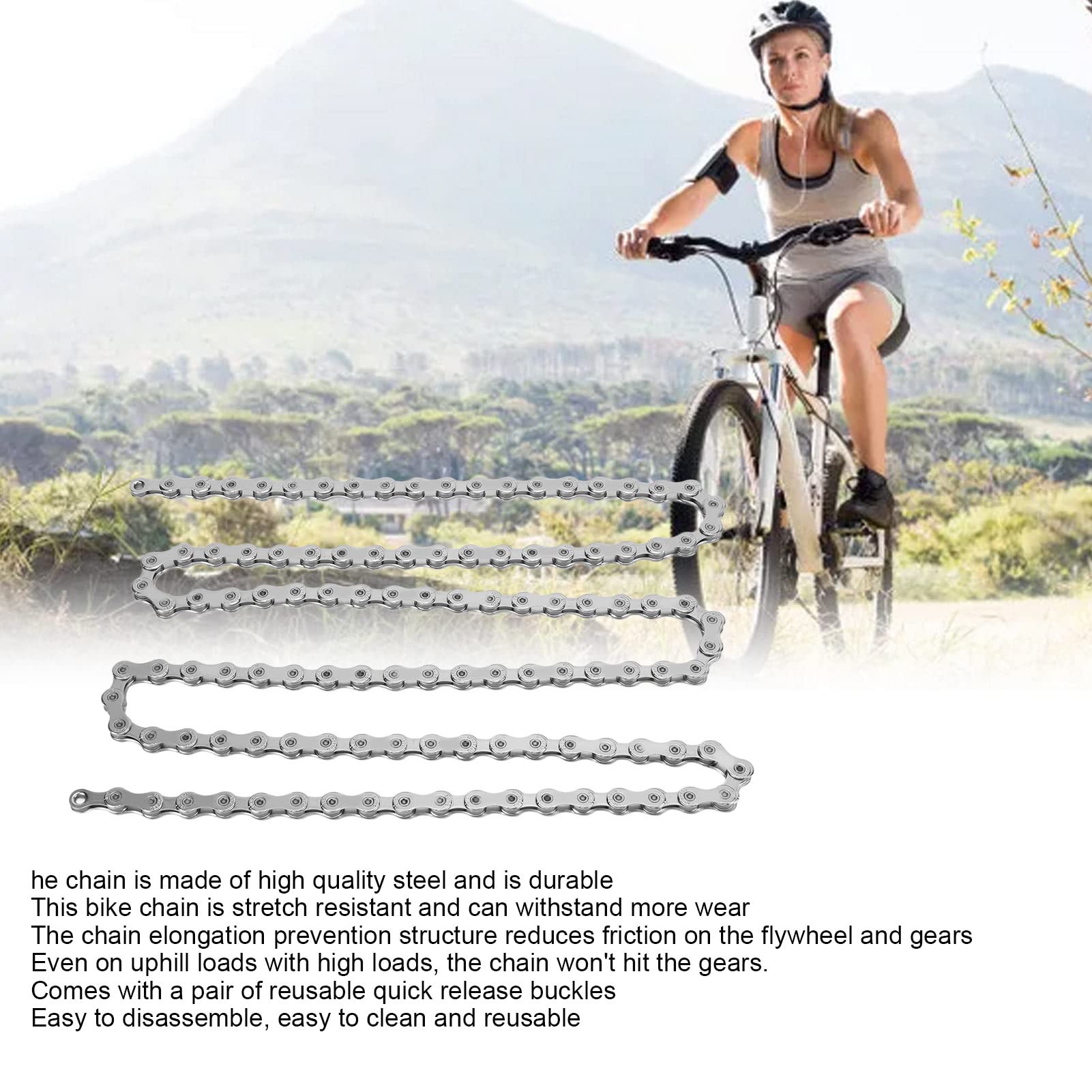 Durable SX10 116-Link 30-Speed Bike Chain - Silver Steel Mountain Bike Chain for Smooth Shifting | Perfect for Trail Riding, Commuting & Off-Road Cycling