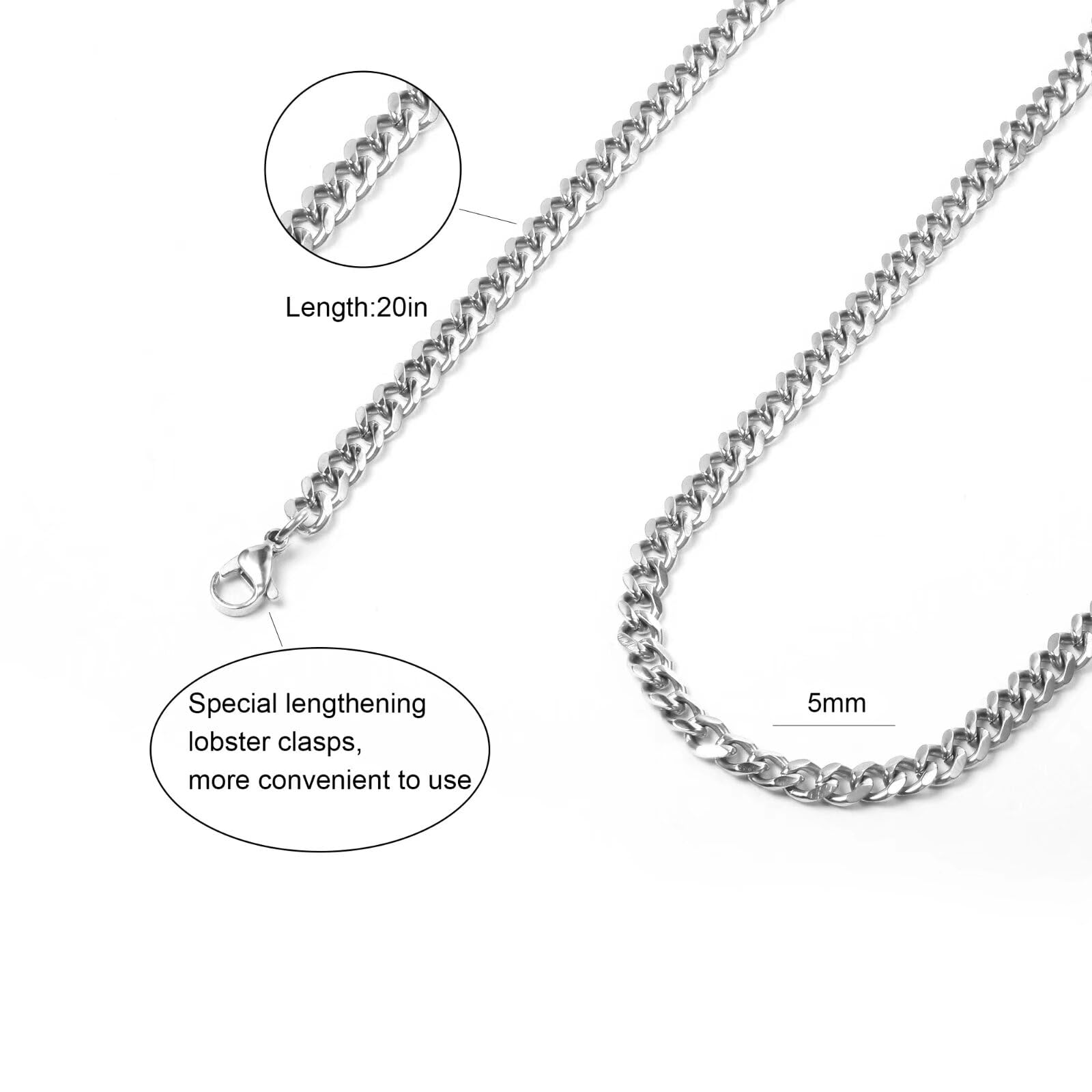 IEFLIFE Men's Cuban Link Chain - Black/Gold/Silver Chunky Necklace for Dad, Husband, Boyfriend, Son | Graduation Gift, Father's Day Present | Perfect for Casual Wear, Special Occasions & Gifting