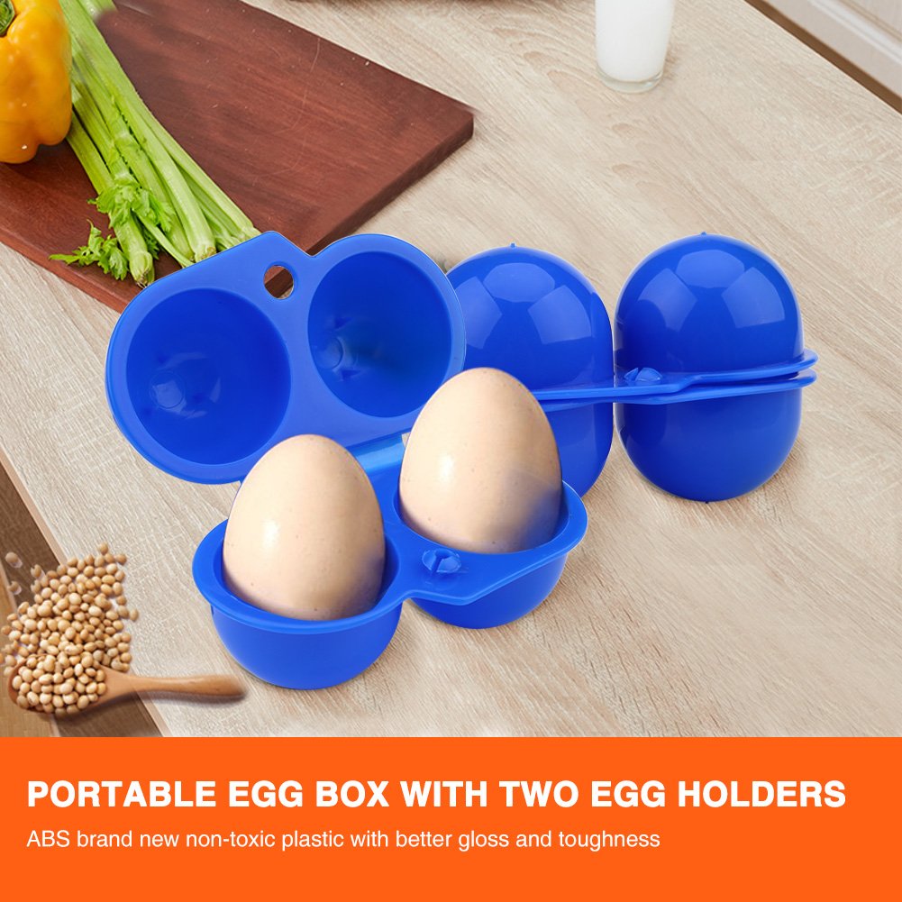 Portable Egg Storage Container for Camping & Hiking - 2 Egg Holder Case with Secure Lids, Compact Kitchen Organizer for Outdoor Adventures & Home Use (Blue) - Perfect for Picnics, Travel & Daily Cooking