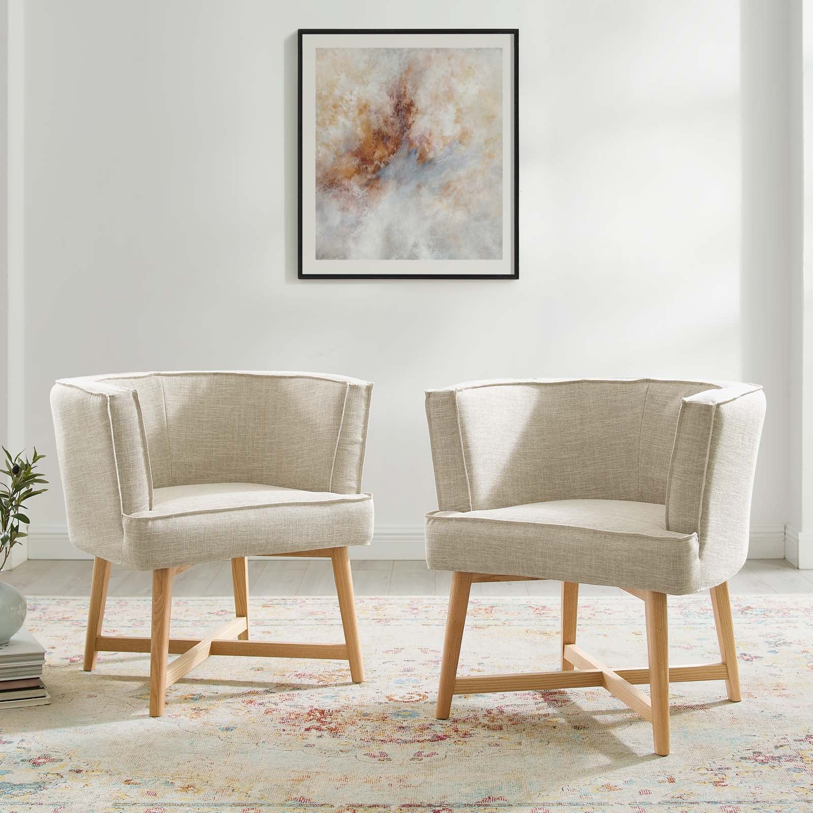 Anders Accent Chair Set of 2 - Modern Upholstered Fabric Living Room Chairs for Home Decor - Perfect for Living Room, Bedroom or Office Seating