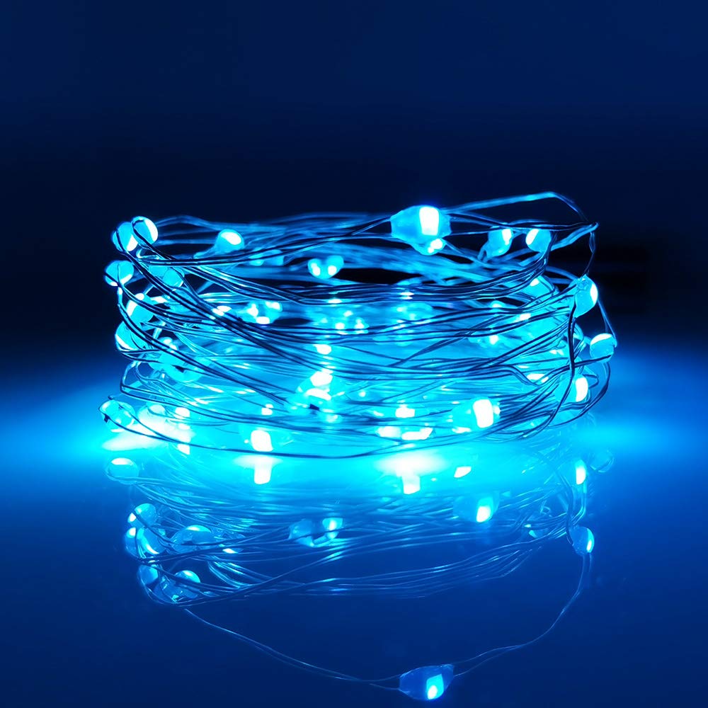 10-Pack 6.6FT LED Moon String Lights with 20 Micro LEDs on Silver Copper Wire - Battery Included for Wedding Centerpieces, Table Decorations, Party Decor - Perfect for Indoor/Outdoor Events, Bedroom Ambiance, and Holiday Lighting (Blue)