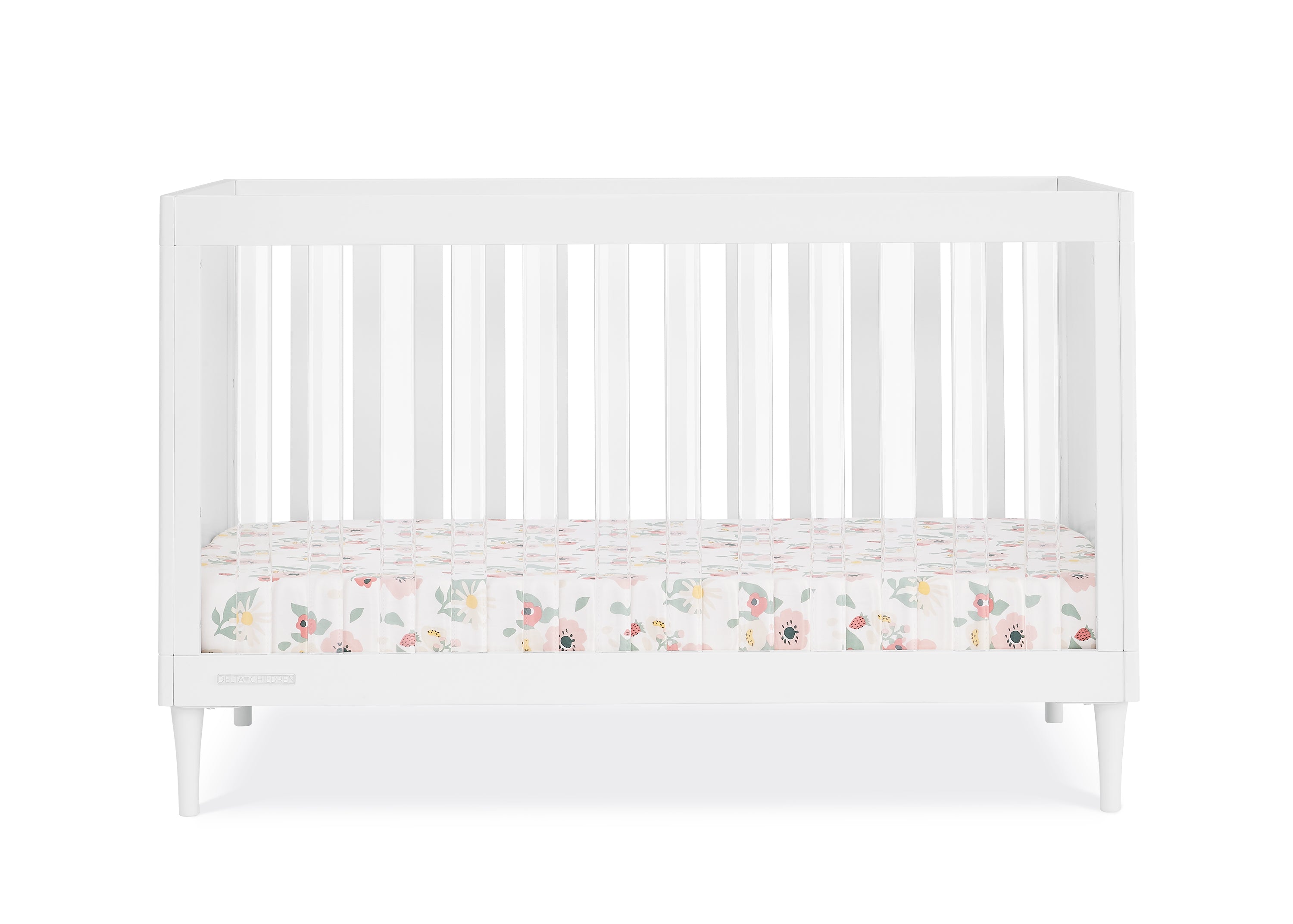 Bowie 4-in-1 Convertible Baby Crib - Transition from Crib to Toddler Bed, Daybed & Full-Size Bed - Safe & Stylish Nursery Furniture for Newborns to Teens (White) | Perfect for Small Spaces & Growing Families