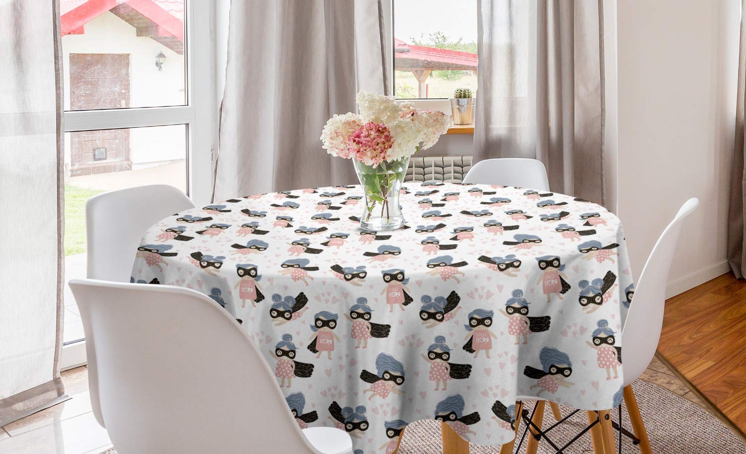 Ambesonne Retro Round Tablecloth 60