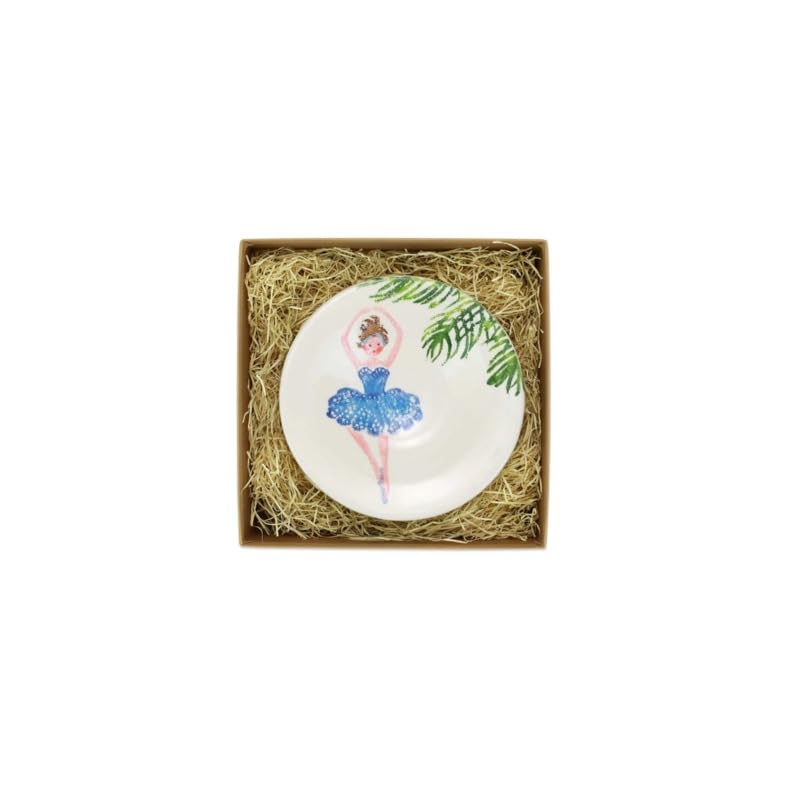 Vietri Handmade Terra Bianca Nutcracker Canape Plates - Set of 4, 6.5 Inch Multicolor Small Serving Dishes for Appetizers, Hors d'Oeuvres & Party Entertaining