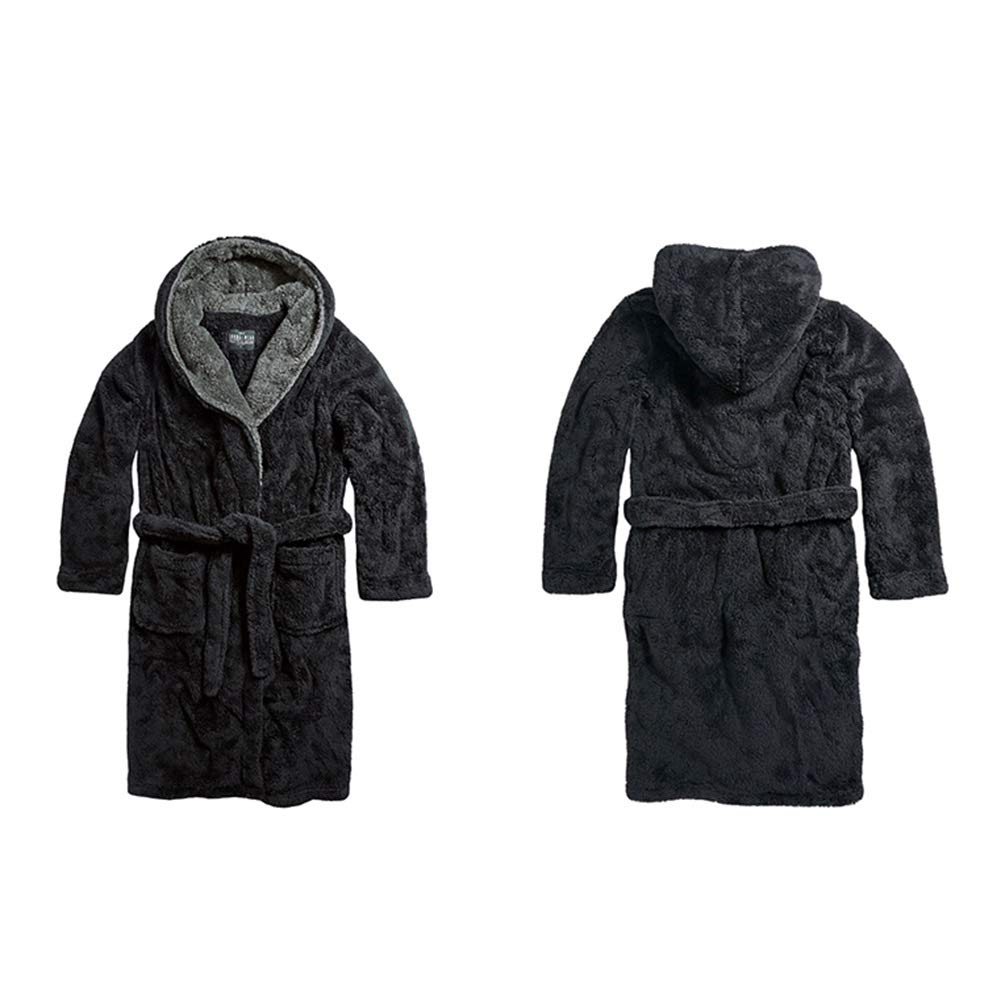 Men's Plush Fluffy Bathrobe - Extra Long Warm Thick Winter Robe with Soft Fleece Lining for Shower, Spa & Lounge Wear (Black, X-Large) - Perfect for Relaxing at Home, Hotel Stays & Cozy Evenings