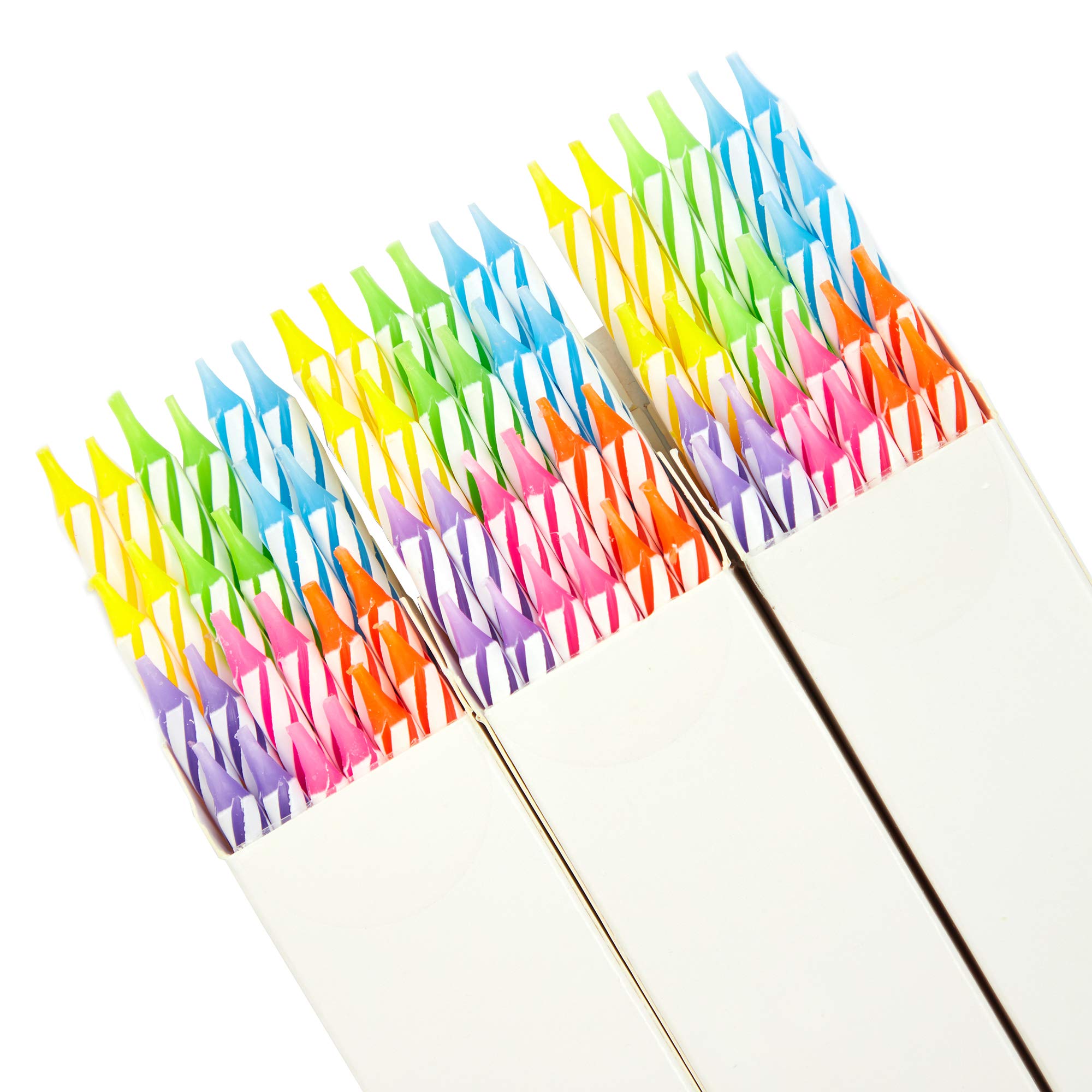 154-Piece Rainbow Striped Number Candles 0-9 - Cake Topper Decorations with Holders for Birthday Parties, Weddings & Celebrations - Perfect for DIY Cake Decorating and Festive Events