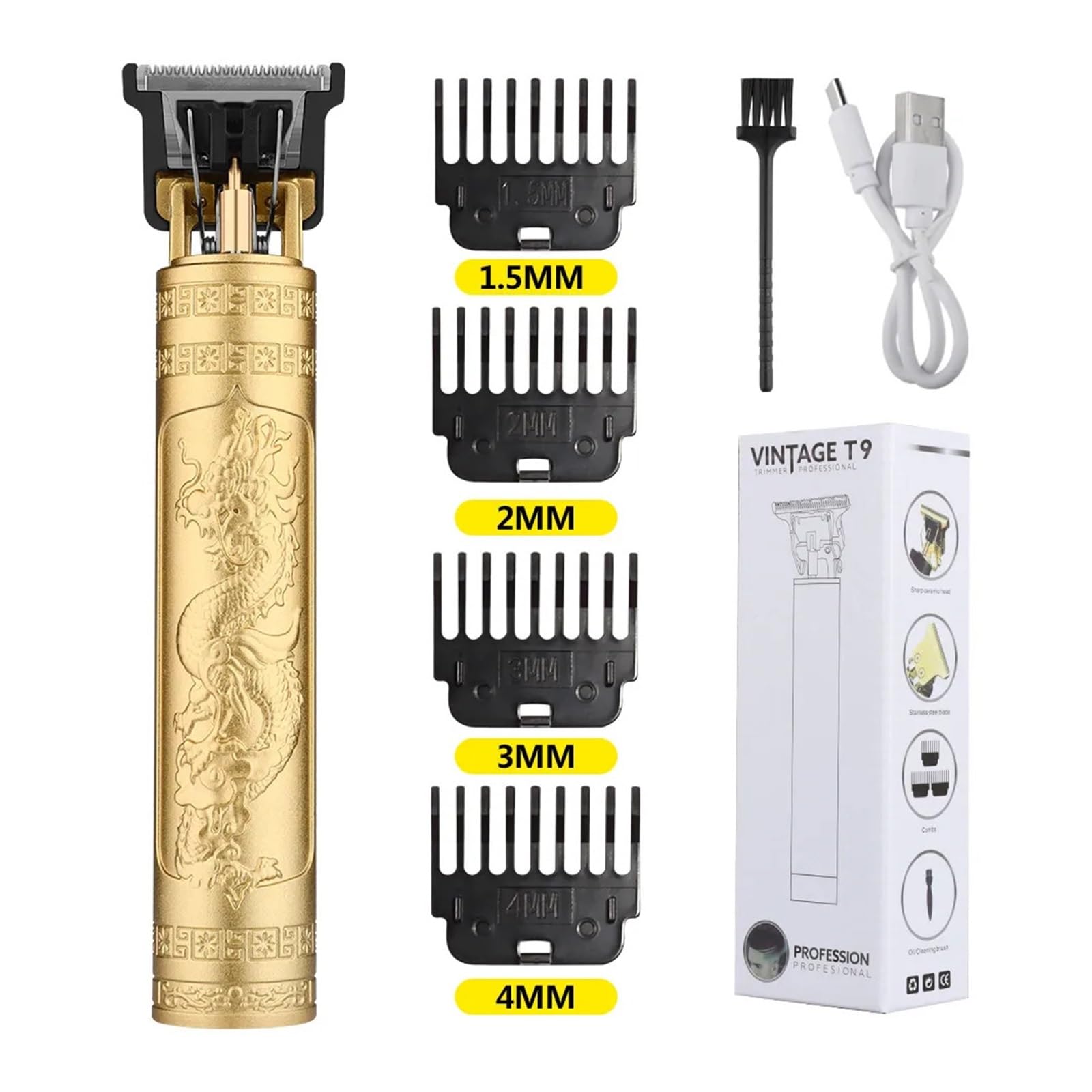 Retro T9 Professional Hair Clipper Set - Men's Electric Shaver & Beard Trimmer Kit with 600mAh Battery for Home Barbering & Grooming | Perfect for DIY Haircuts, Beard Shaping & Personal Grooming
