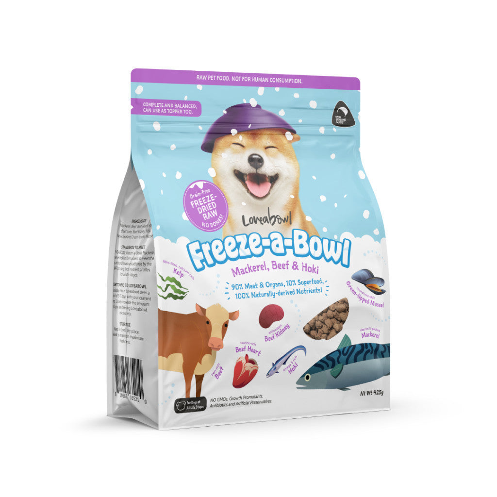 Freeze-Dried Dog Food - Loveabowl Natural Nutrient-Rich Superfood with Real Meat, 425g | High-Protein Meal for Active Dogs, Puppies & Senior Pets | Perfect for Travel, Hiking & Daily Feeding