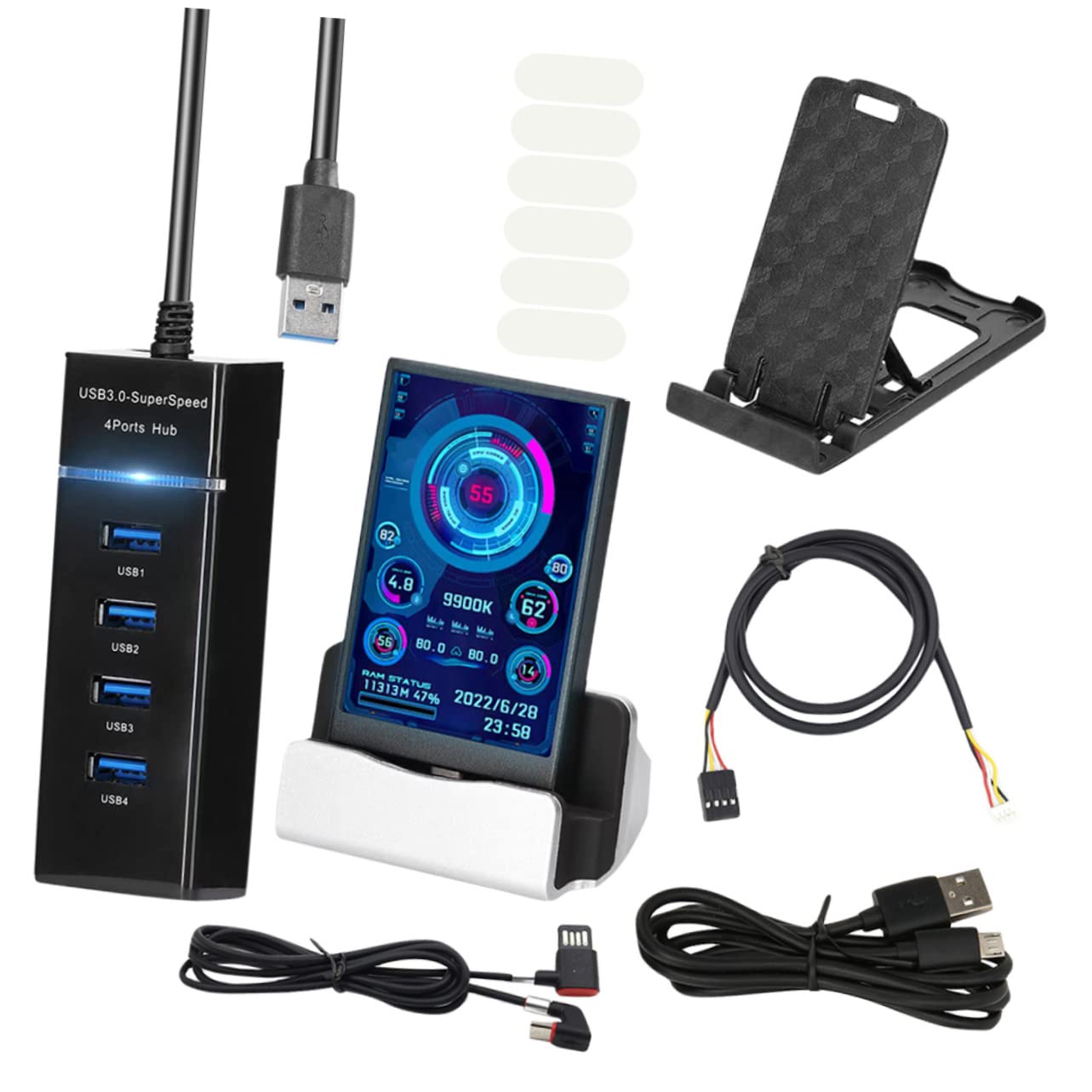 Phenofice Mini Secondary LCD Display Screen - External GPU Panel for Mini PC, Computer Temperature & Data Monitoring - Perfect for Gaming, Coding & PC Performance Tracking