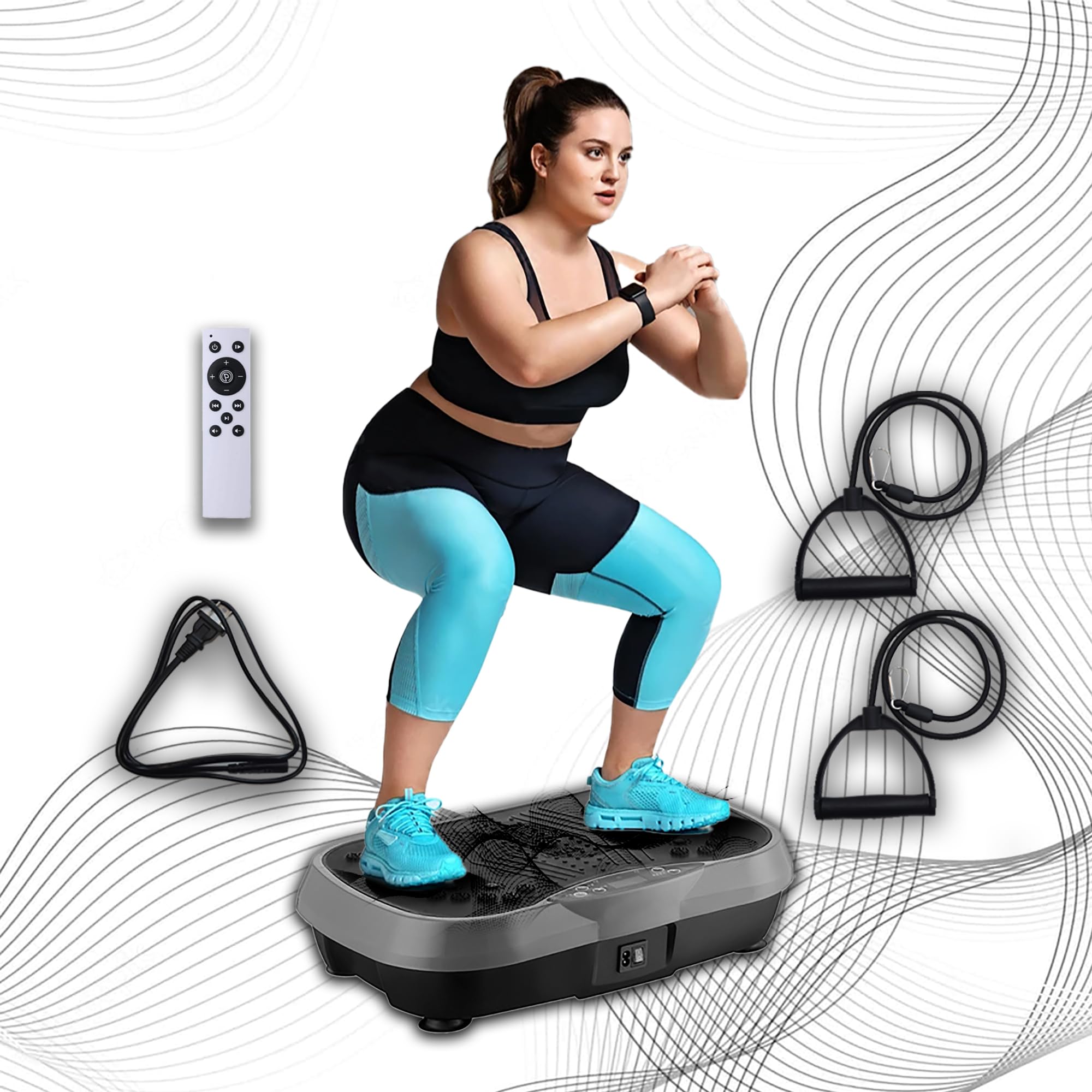 WANKO Vibration Plate Exercise Machine with 2 Pull Ropes - Whole Body Workout Platform for Lymphatic Drainage, Weight Loss & Muscle Recovery - Home Gym Equipment for Men & Women - Perfect for Toning, Wellness & Post-Workout Recovery
