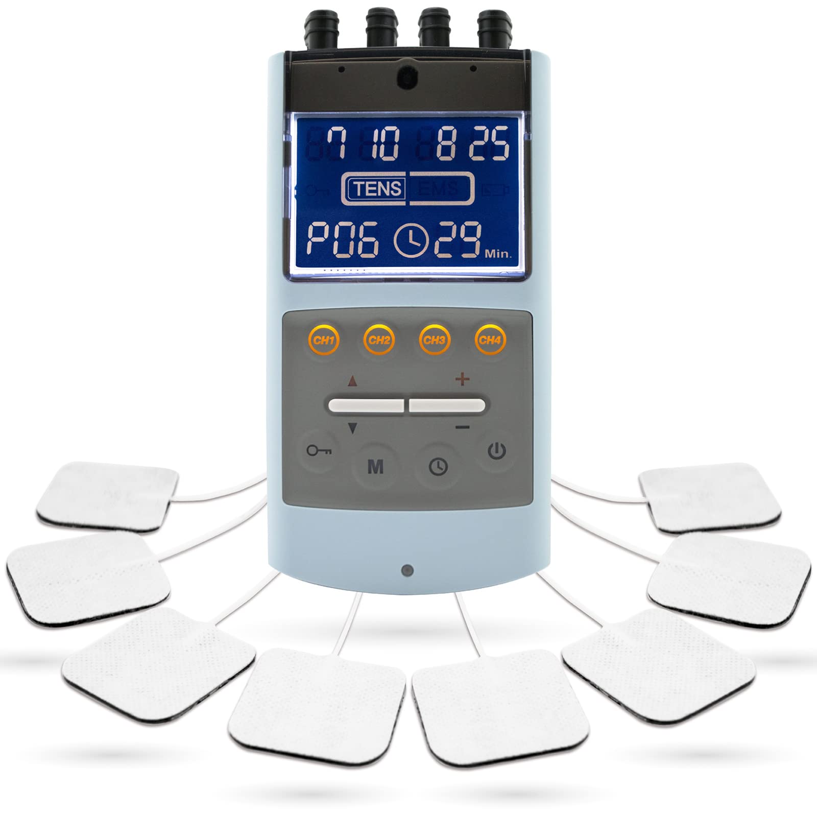 iStim TENS EMS Muscle Stimulator - EV-906 Pain Relief Device with Japanese Gelled Electrodes for Back Pain, Muscle Recovery & Strength Training - Perfect for Home Therapy, Sports Injury & Post-Workout Recovery