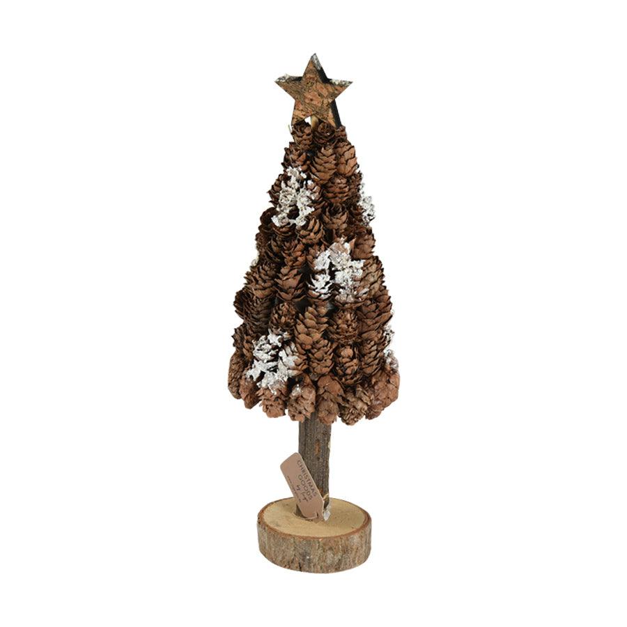 INGE Pine Cones Deco Tree 28cm - Natural Rustic Christmas Tree Decor for Holiday Home, Party & Wedding Centerpiece - Perfect for Fireplace Mantel, Tabletop & Seasonal Display