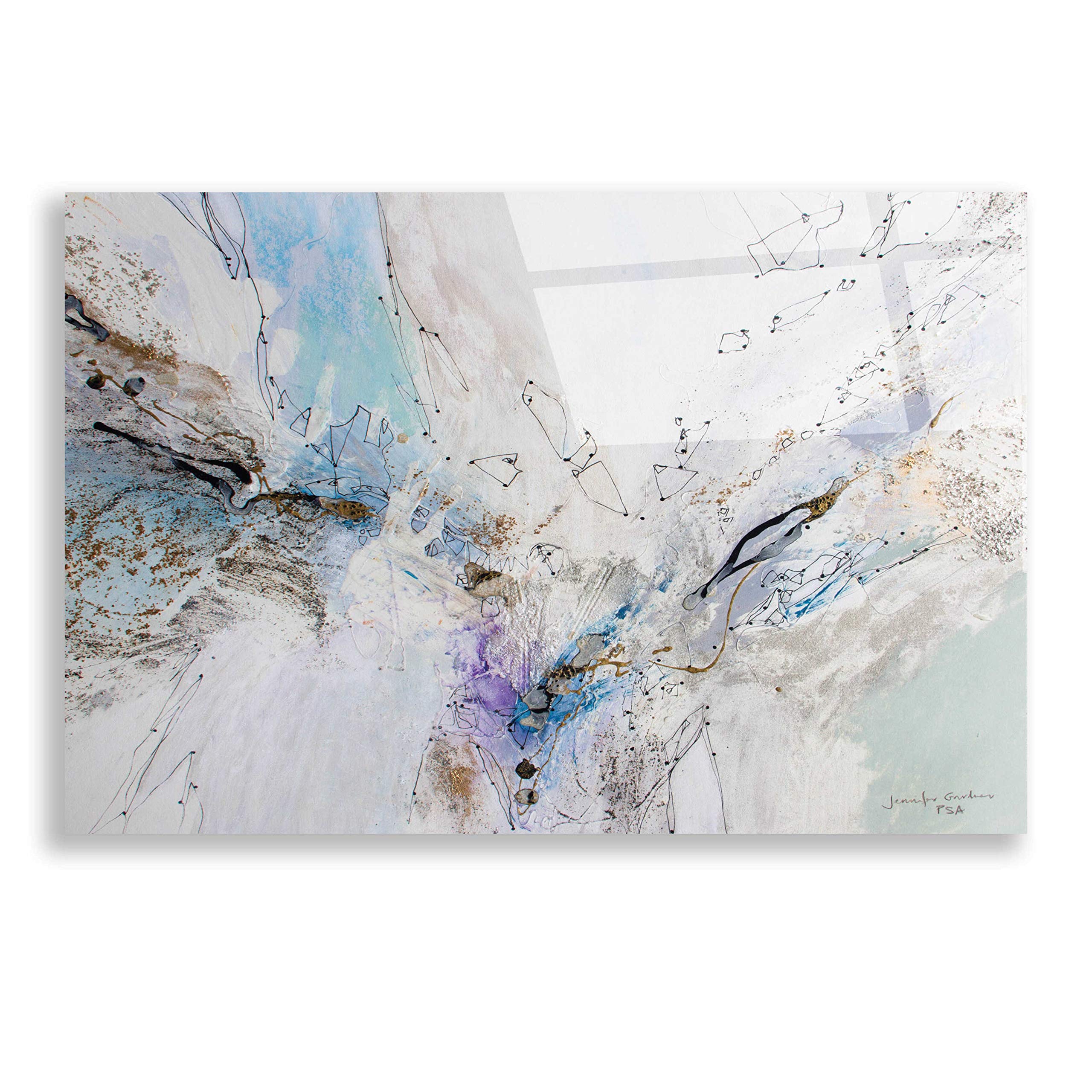 Jennifer Gardner 'Seafoam Neutral 3' Acrylic Glass Wall Art - 24x16 Inches Modern Abstract Ocean Painting for Living Room, Bedroom & Office Decor